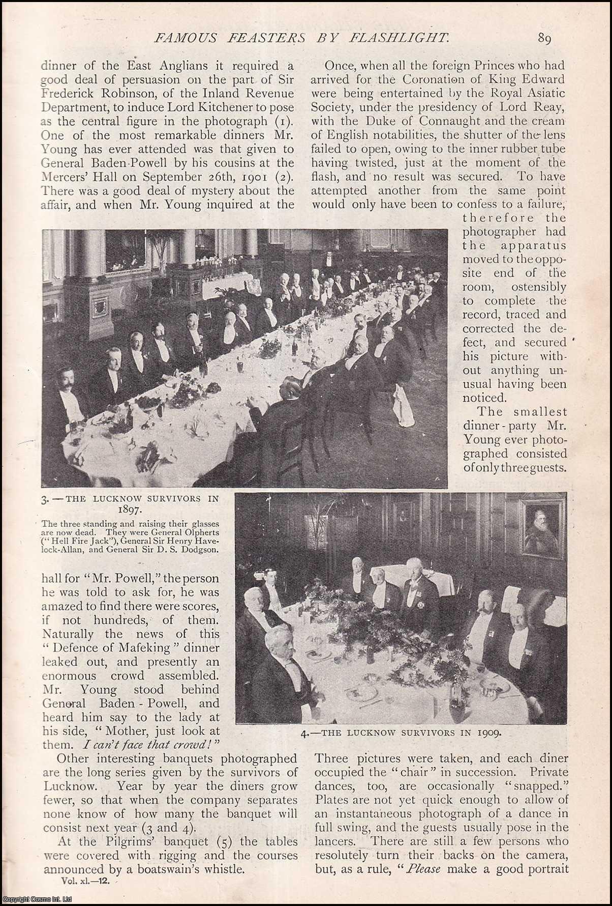 --- - Famous Feasters by Flashlight. An interview with Mr Albert Young, whose firm, Messrs. Fradelle and Young, made a speciality of photographing Public Dinners. An original article from the Strand Magazine, 1910.