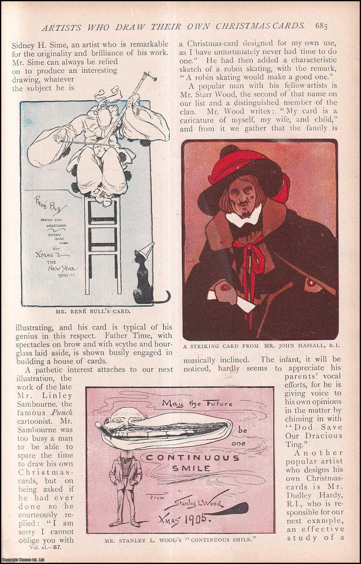 J. Sydney Boot - Artists that Draw their own Christmas Cards : Mr. John Hassall, R.I ; Mr. Stanley L. Wood ; Mr. Tom Browne ; Mr. R. Percy Gossop & others. An uncommon original article from The Strand Magazine, 1910.