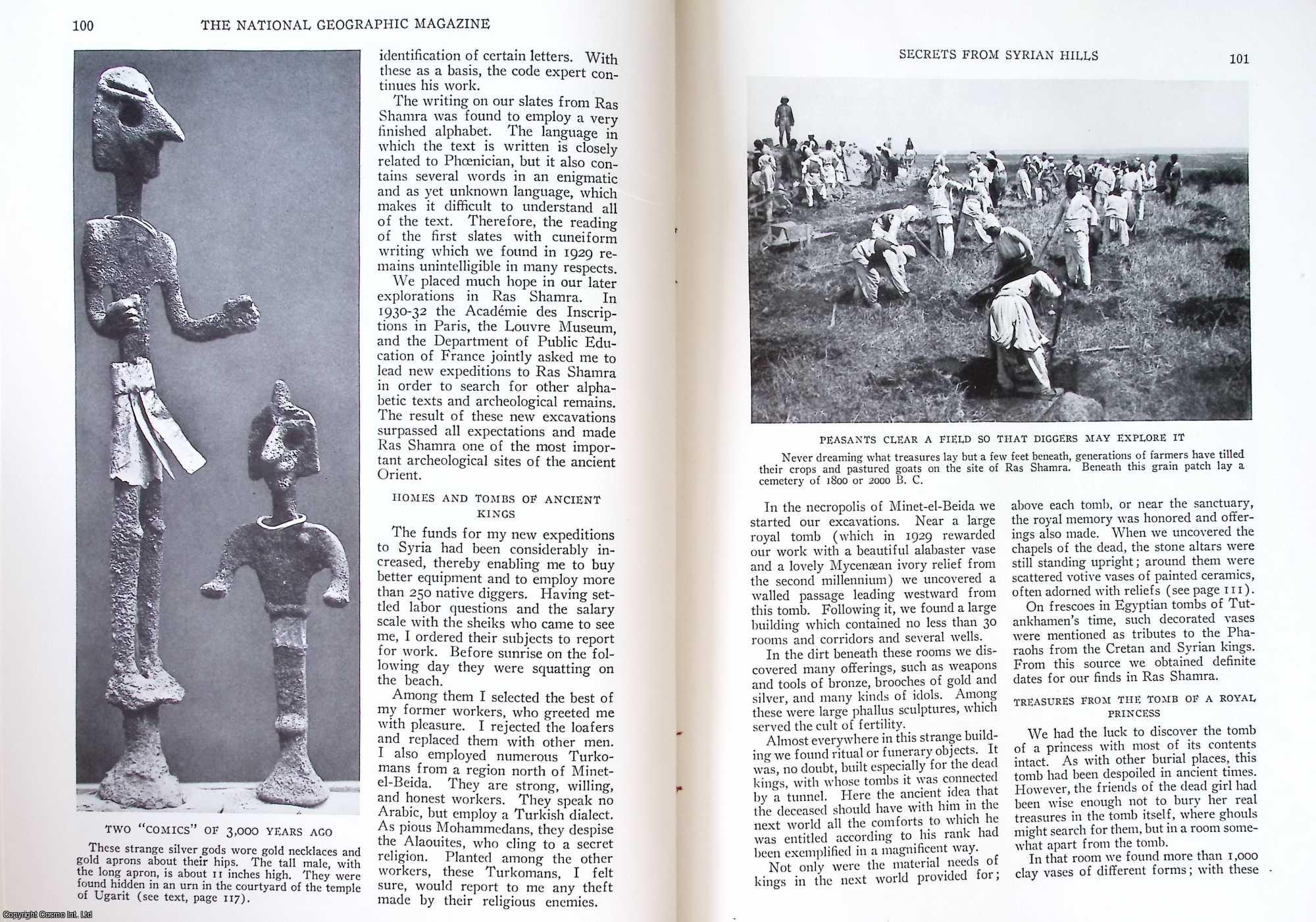 SCHAEFFER, CLAUDE F.A. - Secrets From Syrian Hills: Explorations Reveal World's Earliest Known Alphabet, Deciphered From Schoolboy Slates and Dictionaries of 3,000 Years Ago. An original article from the National Geographic Magazine, 1933.