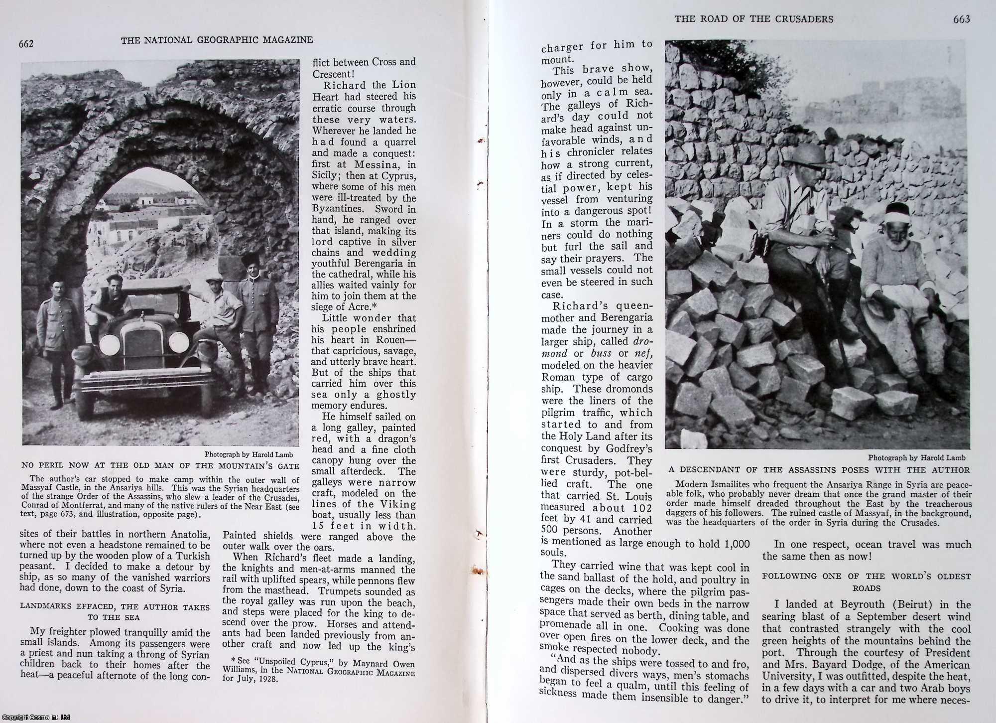 LAMB, HAROLD - The Road of The Crusaders: A Historian Follows The Steps of Richard The Lion Heart and Other Knights of The Cross Over The Via Dei. An original article from the National Geographic Magazine, 1933.