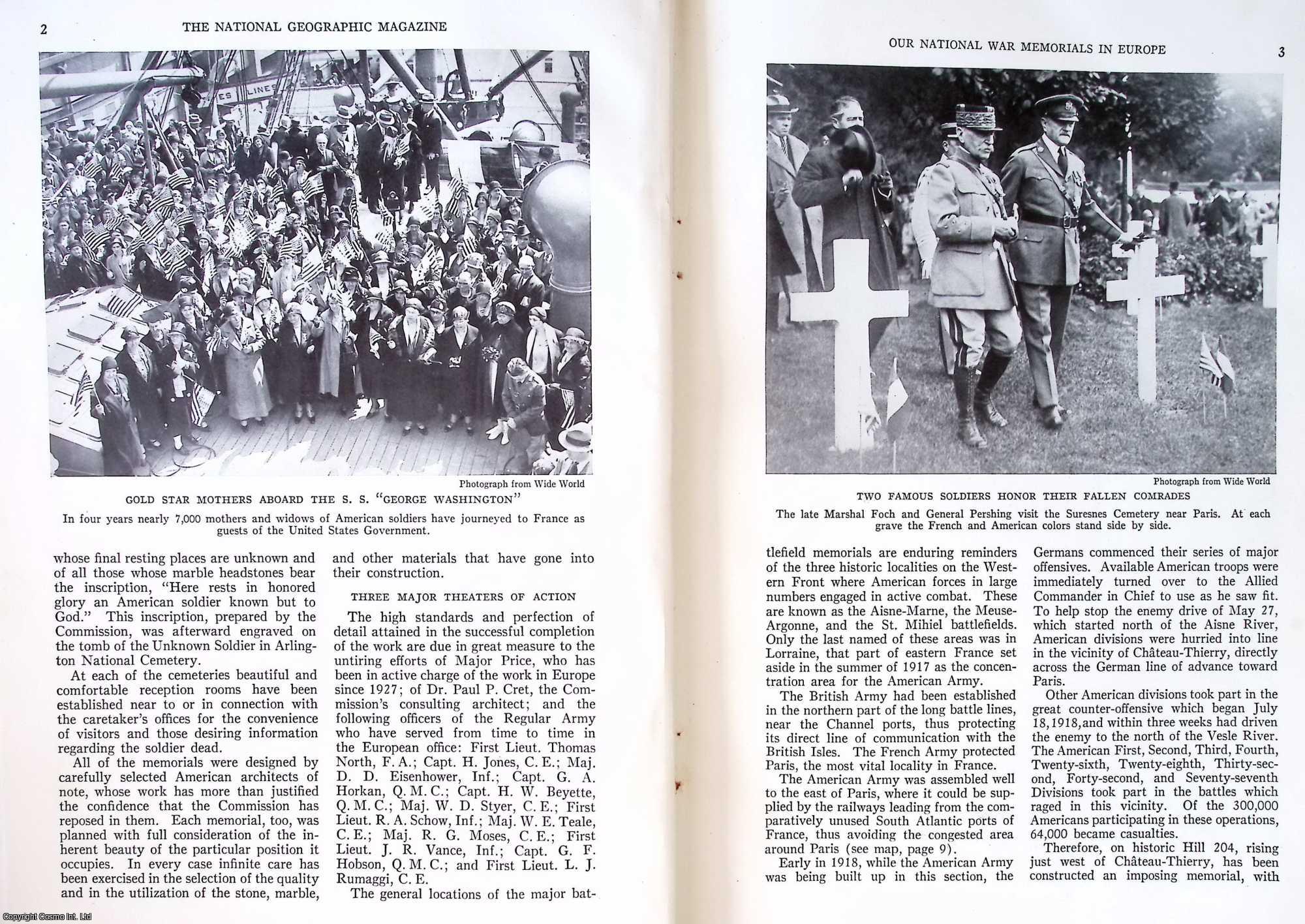 PERSHING, JOHN J. - Our National War Memorials in Europe. An original article from the National Geographic Magazine, 1934.
