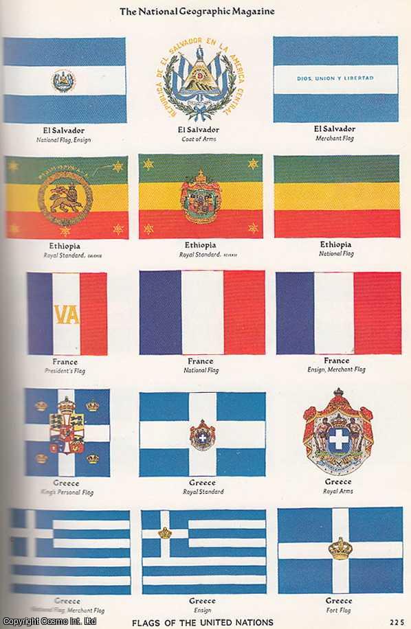 King Elizabeth W. - Flags of The United Nations. An original article from the National Geographic Magazine, 1950.
