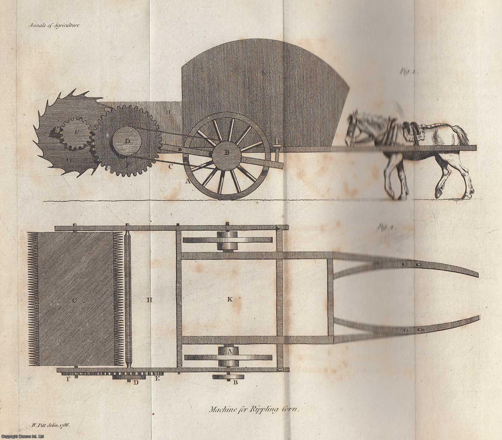 PITT (OF PENDEFORD, STAFFORDSHIRE), WILLIAM - Machine for Reaping Corn. With a plate. A rare original article from the Annals of Agriculture, 1787.
