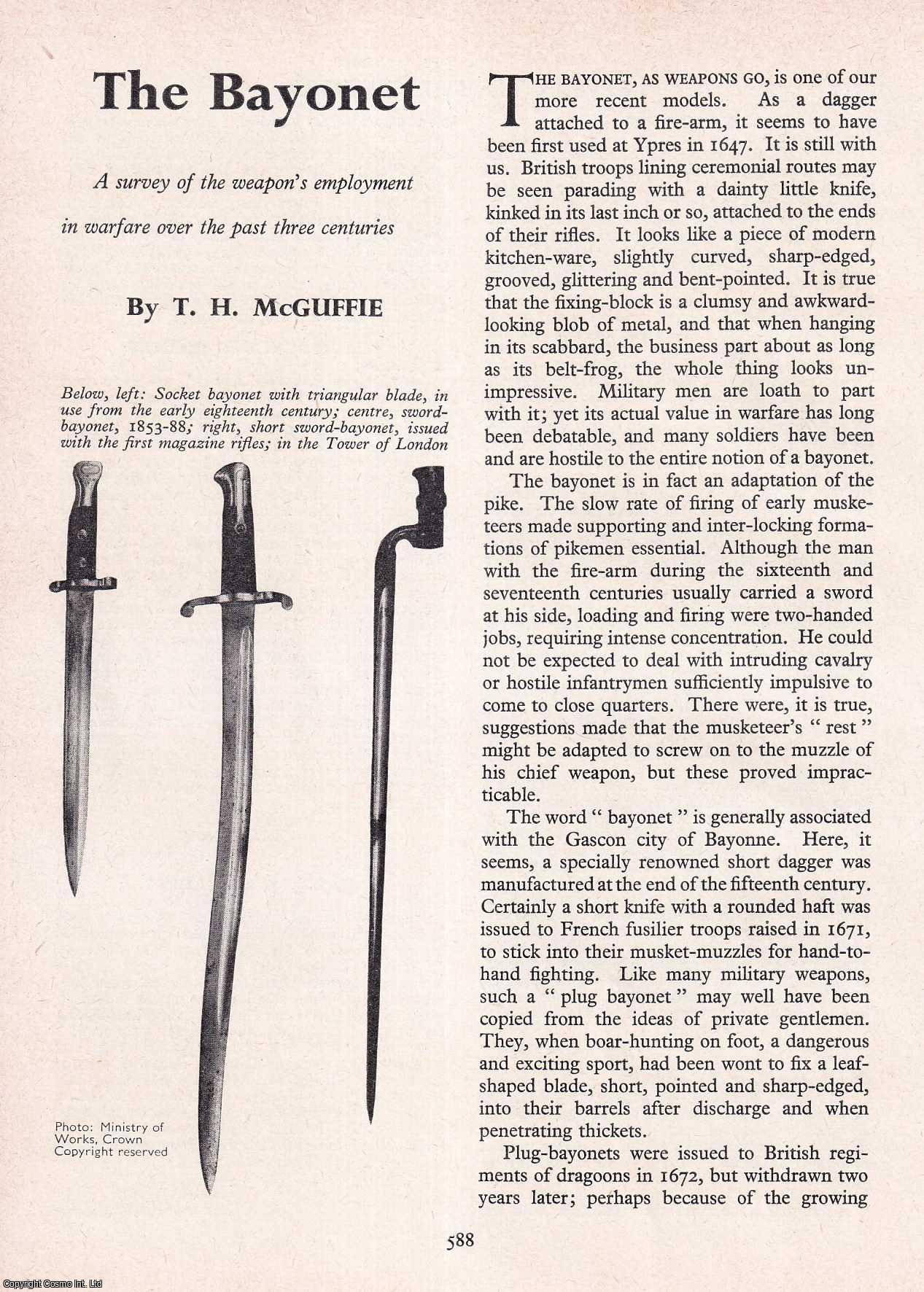 MCGUFFIE, T.H. - The Bayonet (Weapon). An original article from History Today magazine, 1962.