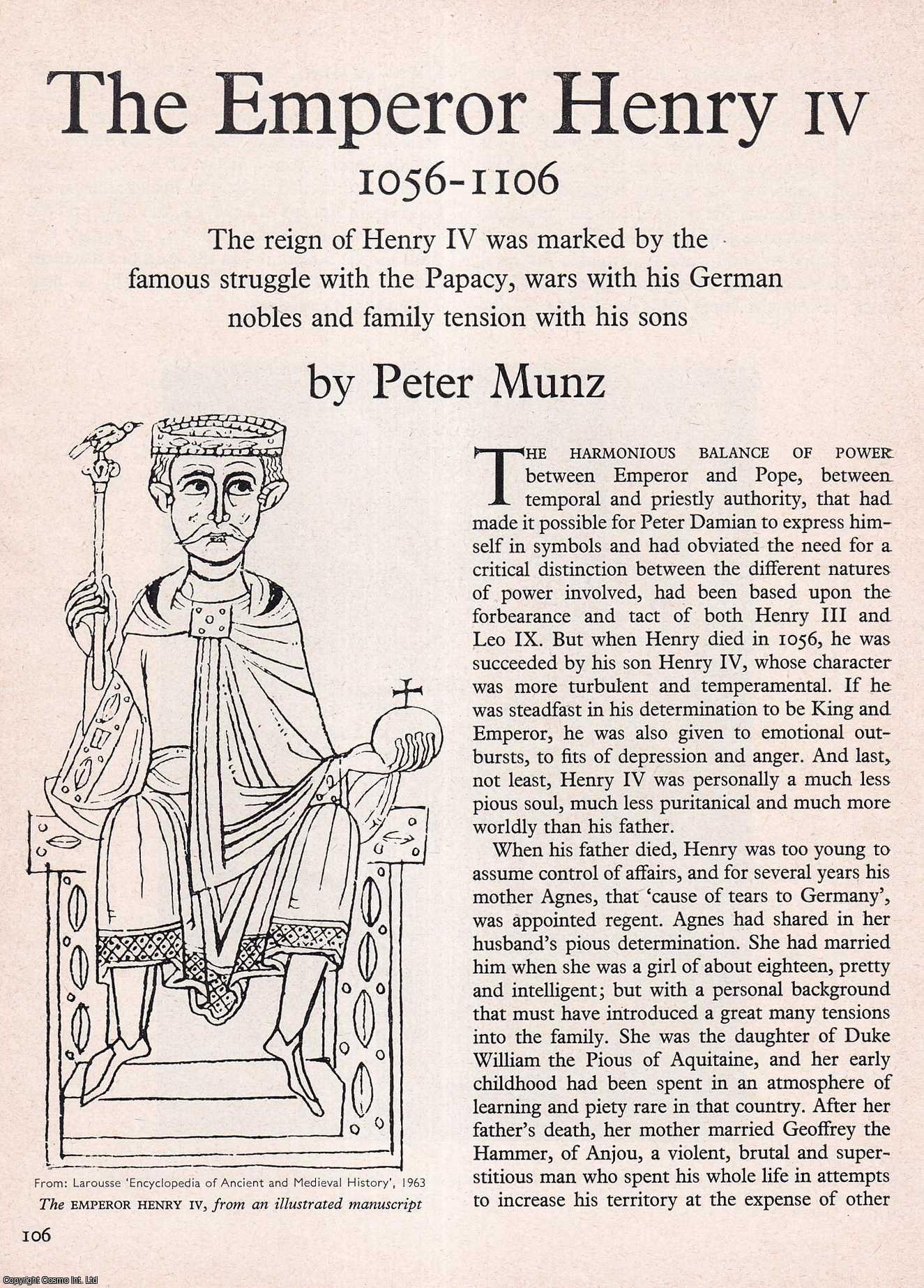 MUNZ, PETER - The Emperor Henry IV 1056-1106. An original article from History Today magazine, 1967.