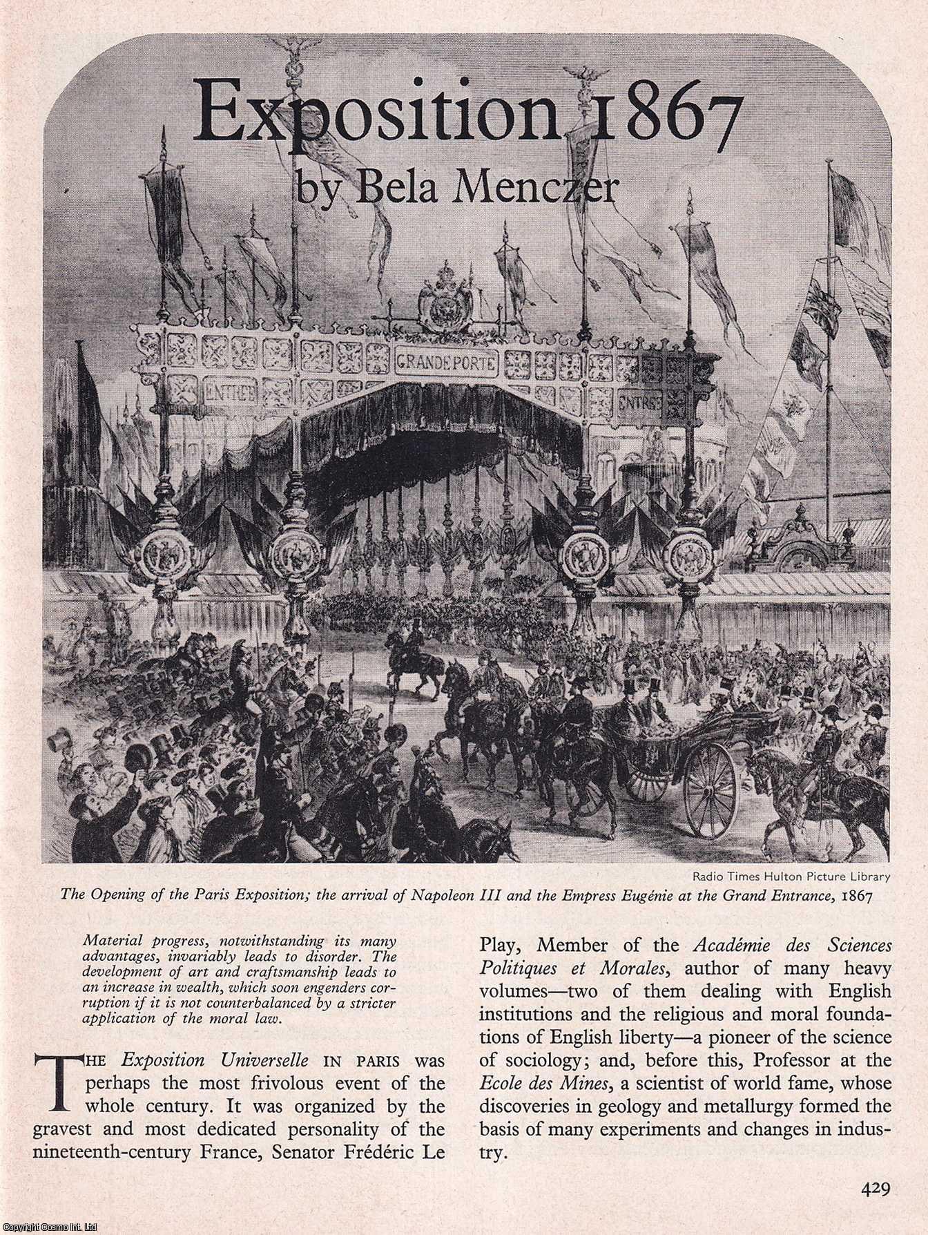 MENCZER, BELA - Paris Exposition 1867. An original article from History Today magazine, 1967.