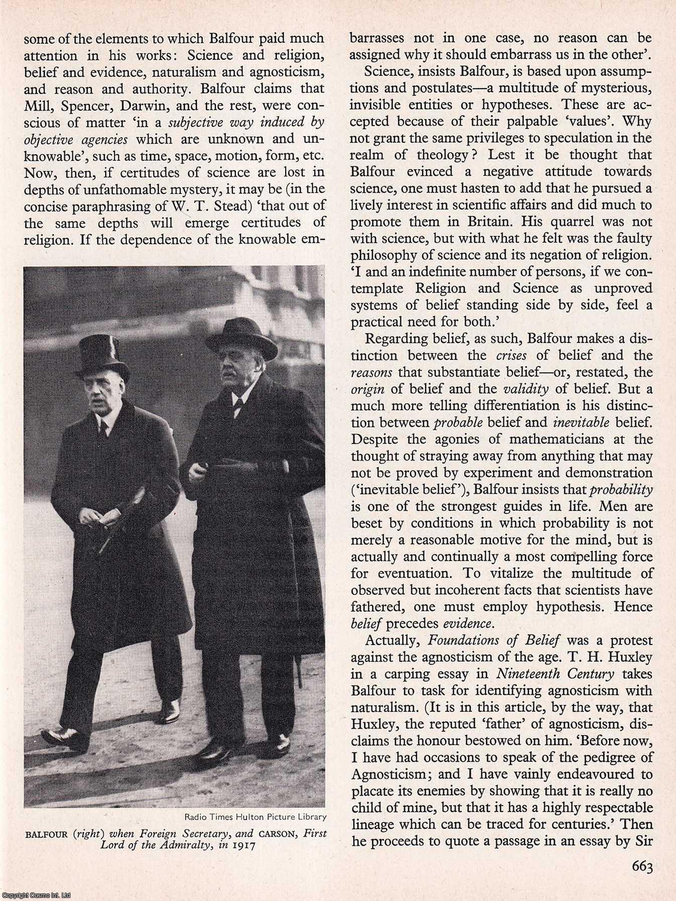 I.T. Naamani - The Theism of Lord Balfour. An original article from History Today magazine, 1967.