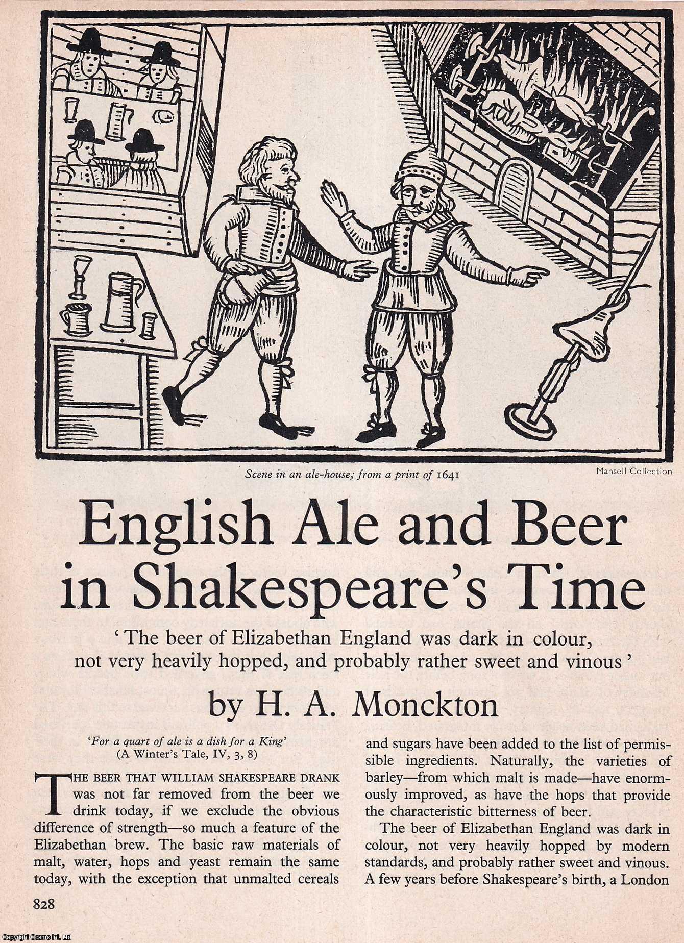 MONCKTON, H.A. - English Ale and Beer in Shakespeare's Time. An original article from History Today magazine, 1967.