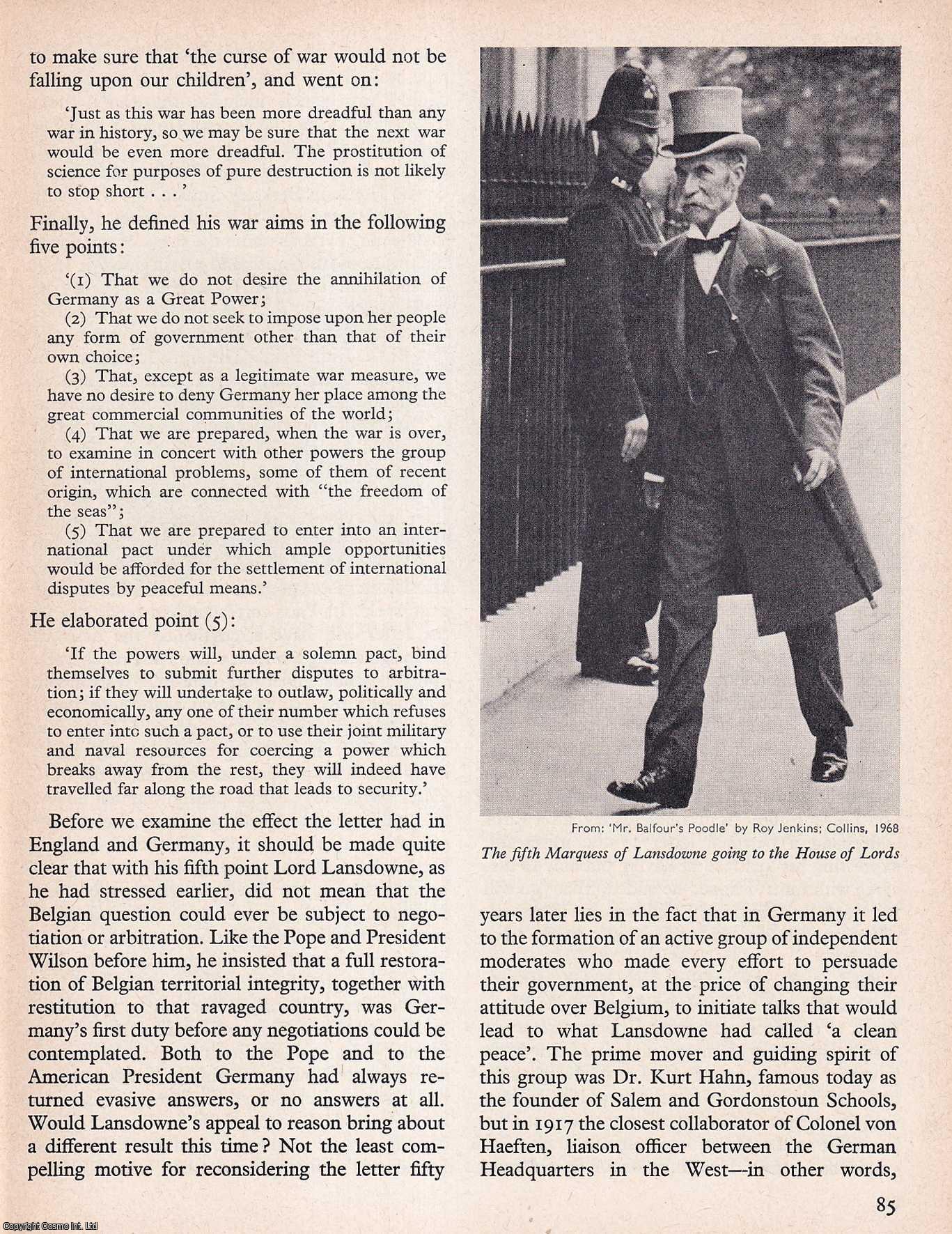 KURTZ, HAROLD - The Lansdowne Letter. An original article from History Today magazine, 1968.