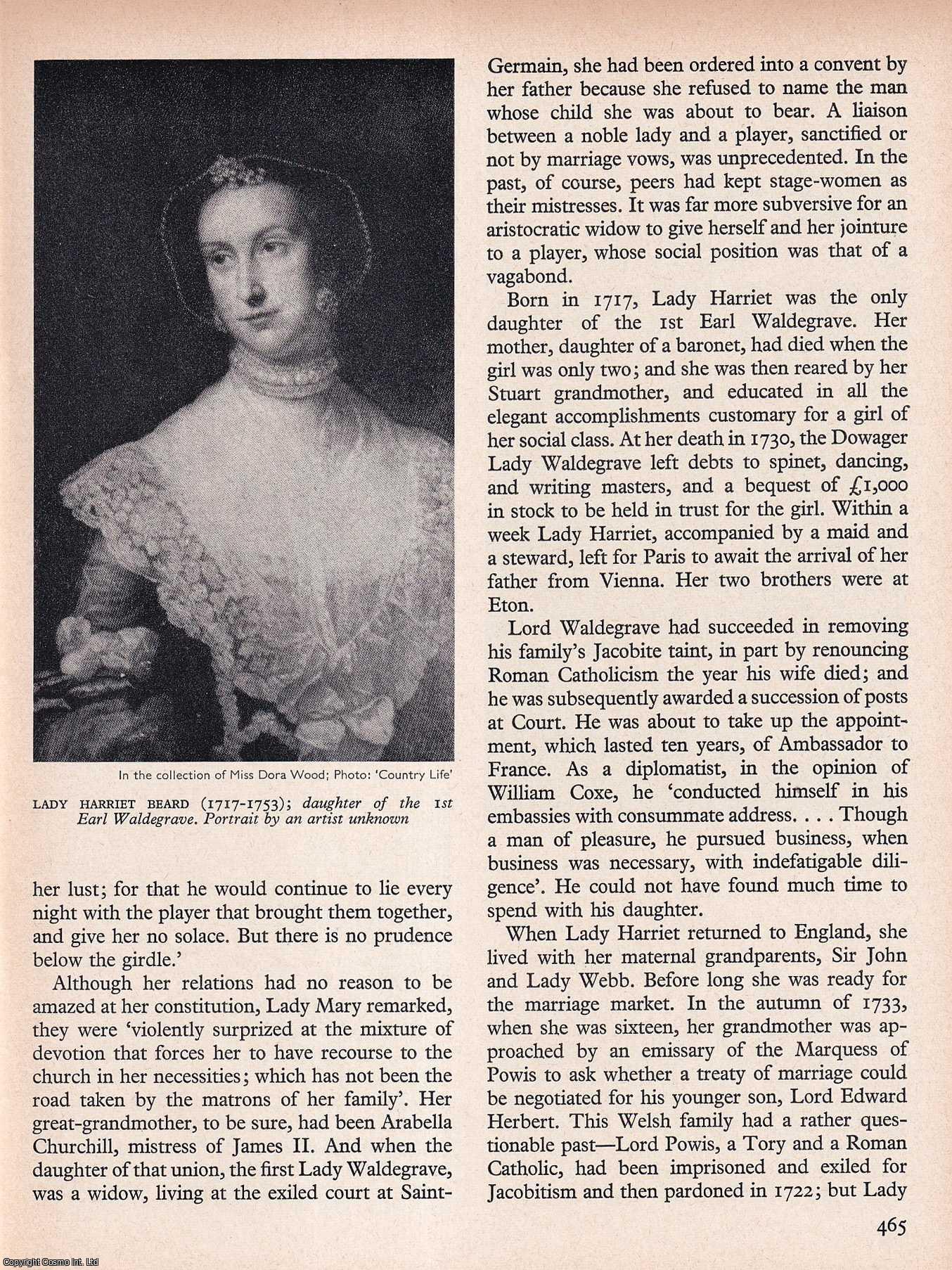 HALSBAND, ROBERT - The Noble Lady (Harriet Beard) and The Player (John Beard). An original article from History Today magazine, 1968.