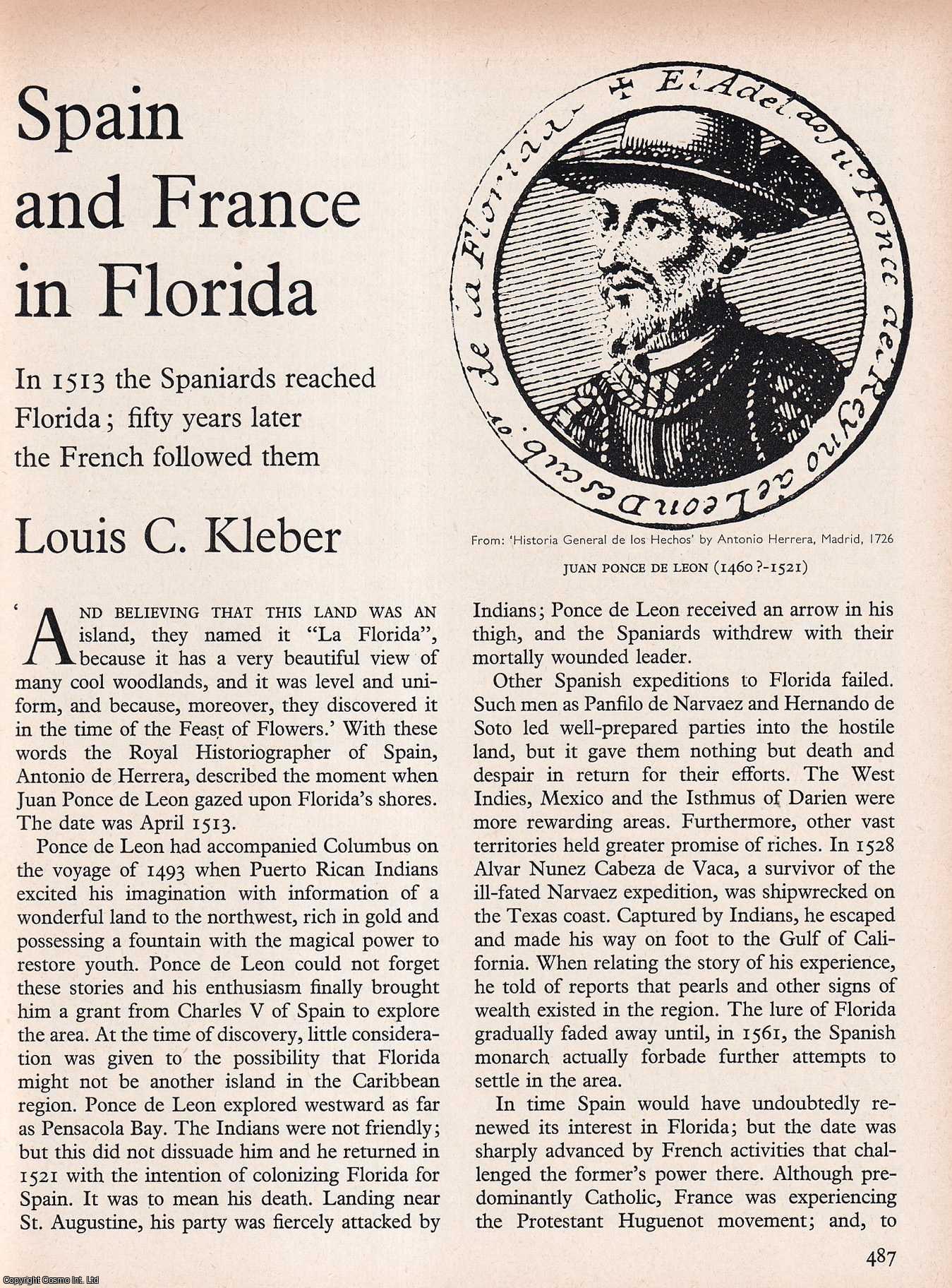 KLEBER, LOUIS C. - Spain and France in Florida. An original article from History Today magazine, 1968.