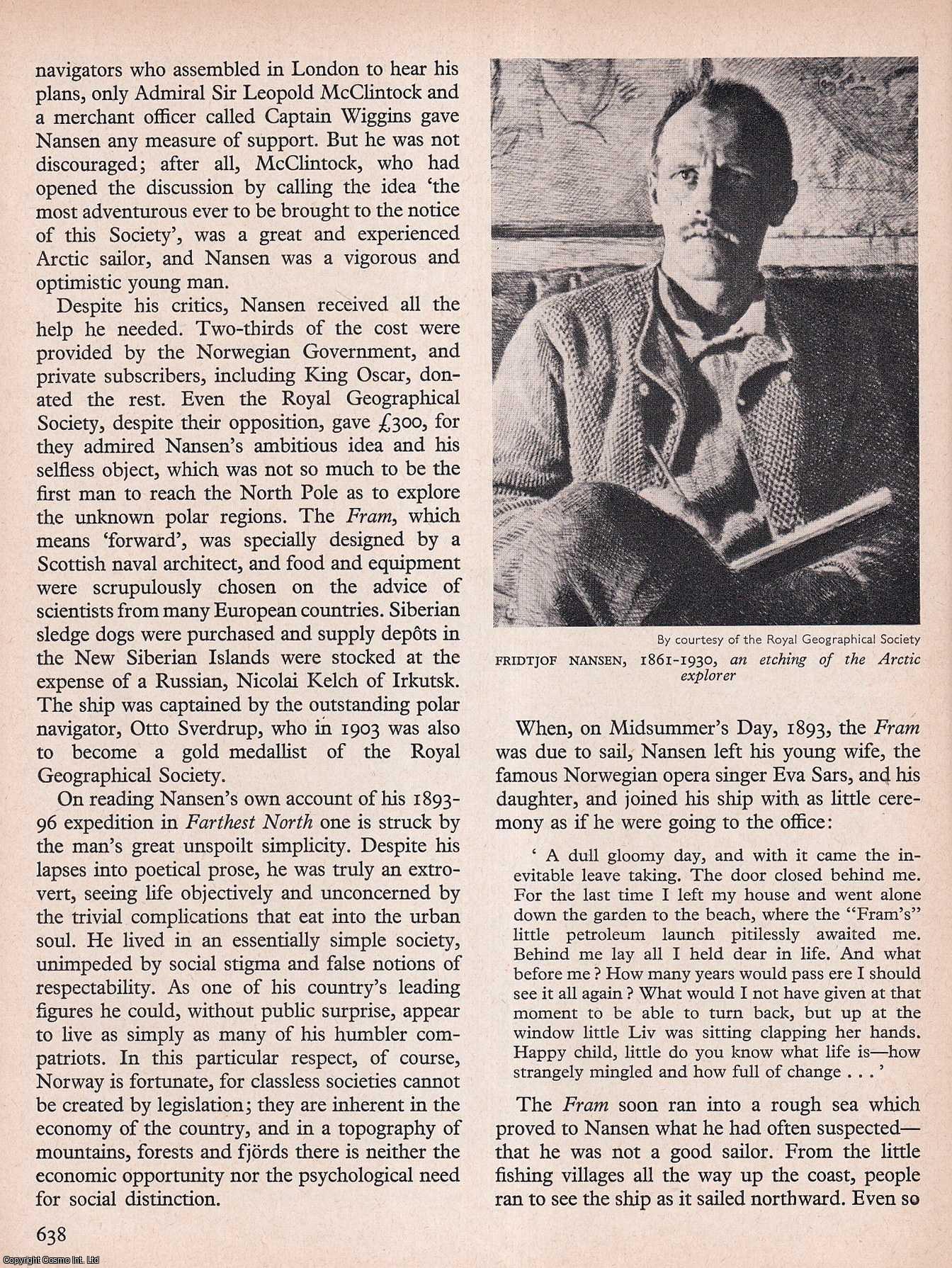 LANGLEY, MICHAEL - Nansen of The Fram: Scientist and, later, International Statesman. An original article from History Today magazine, 1968.