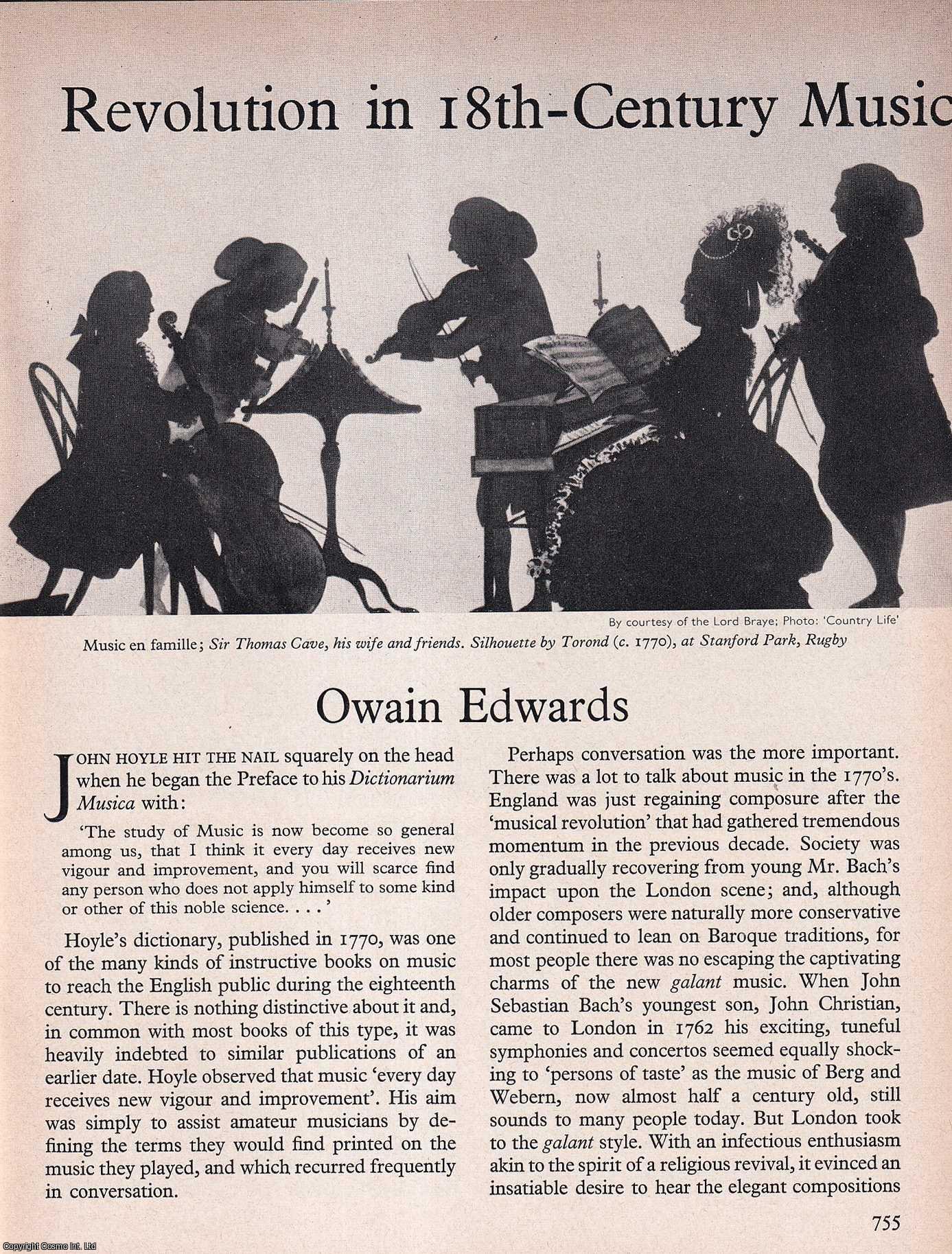 Owain Edwards - Revolution in 18th-Century Music. An original article from History Today magazine, 1968.