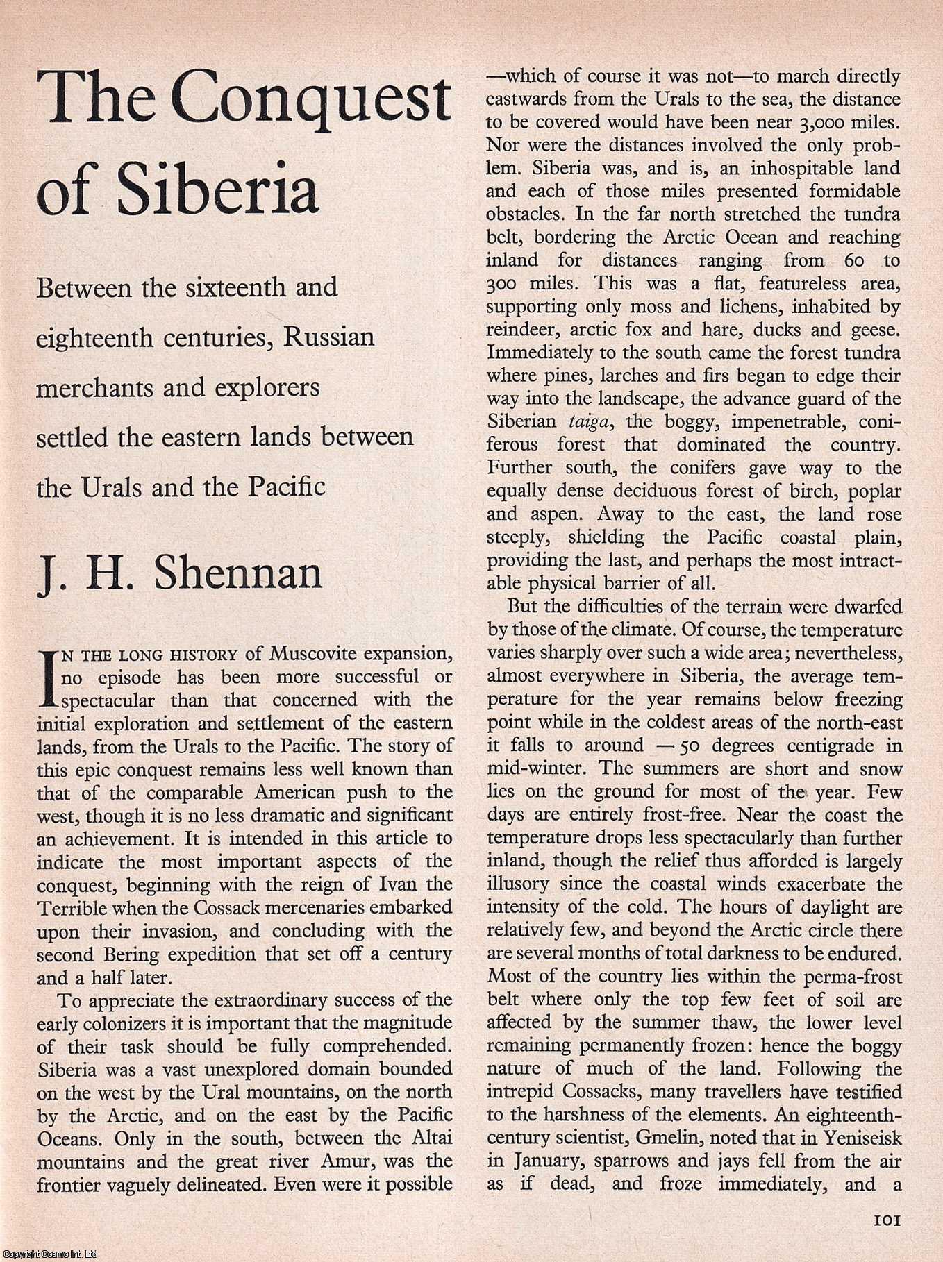 SHENNAN, J.H. - The Conquest of Siberia. An original article from History Today magazine, 1969.