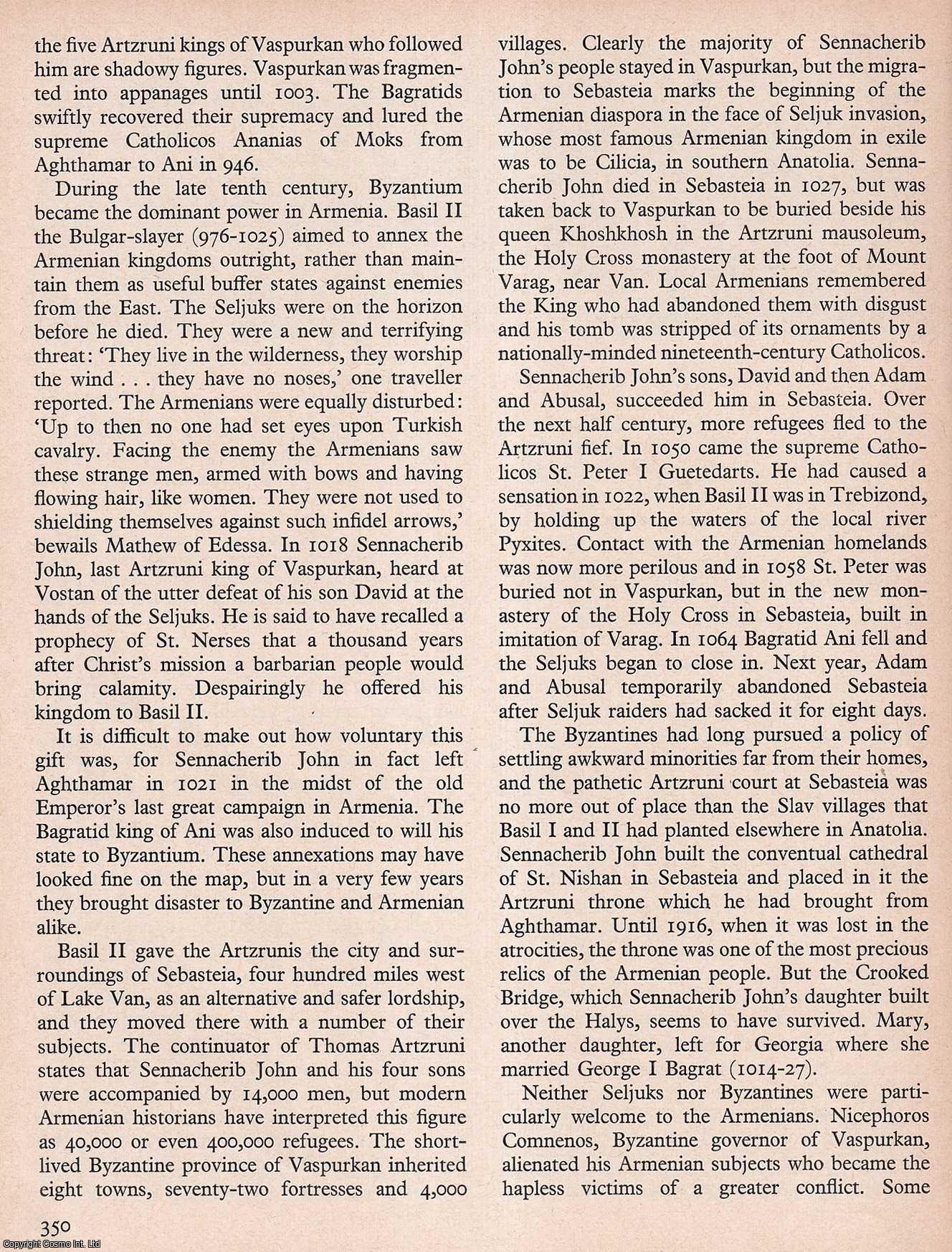 BRYER, ANTHONY - The Armenian Dilemma. An original article from History Today magazine, 1969.