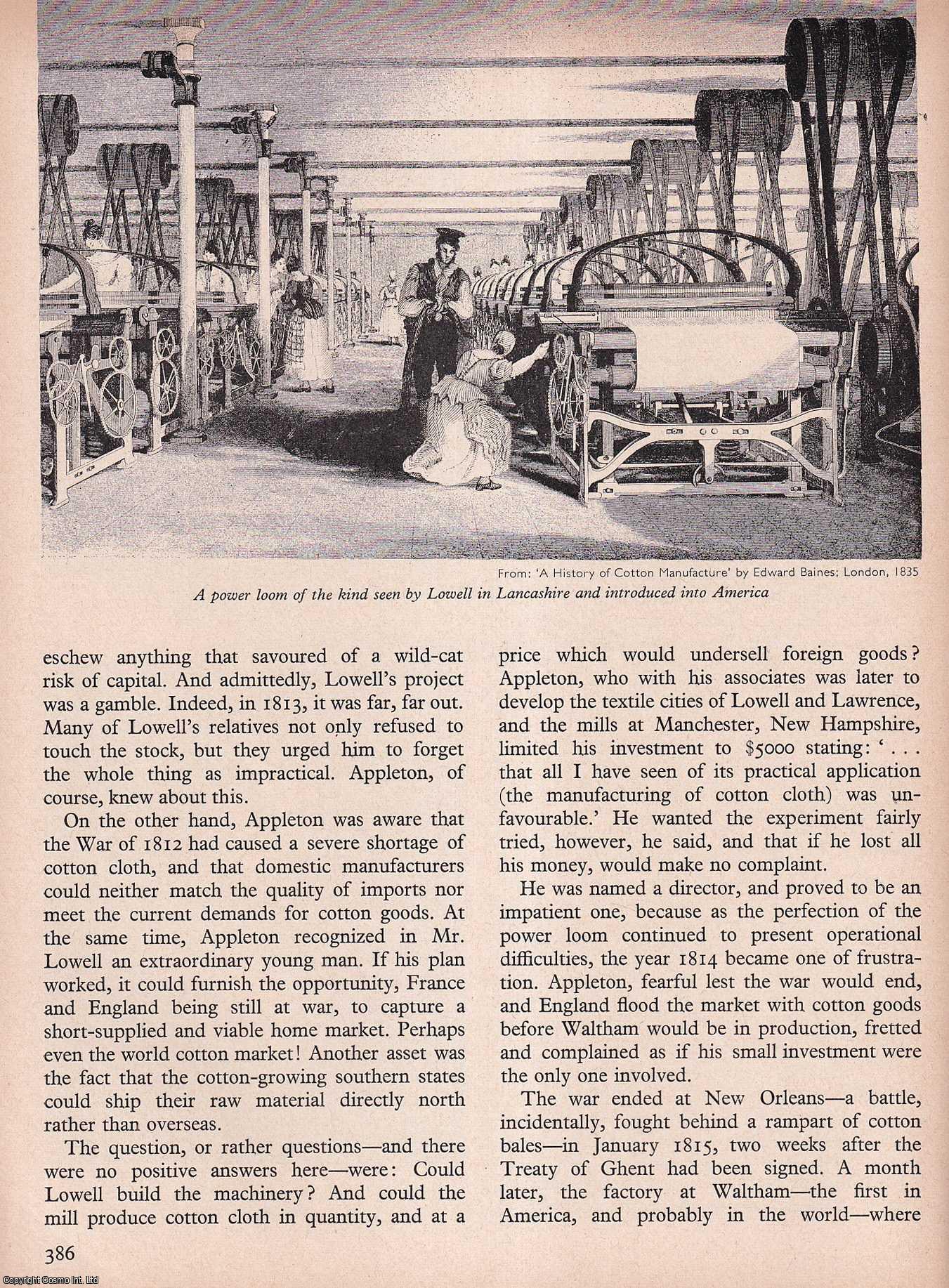 CUNNINGHAM, W.J. - Millionaires in The Making: Transfer The Industrial Revolution from England to America. An original article from History Today magazine, 1969.