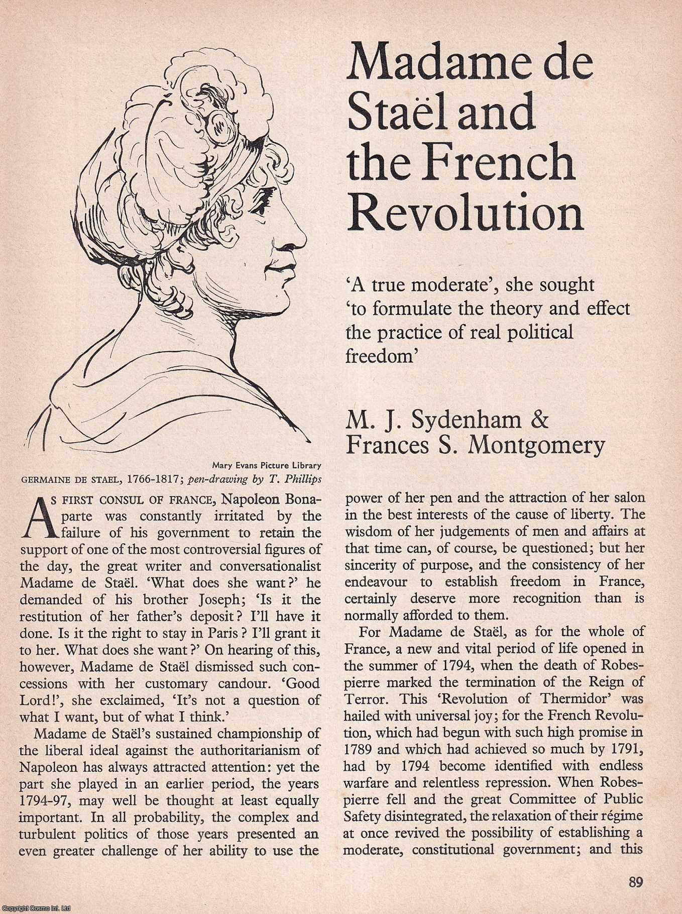 M.J. Sydenham & Frances S. Montgomery - Madame de Stael and The French Revolution. An original article from History Today magazine, 1971.