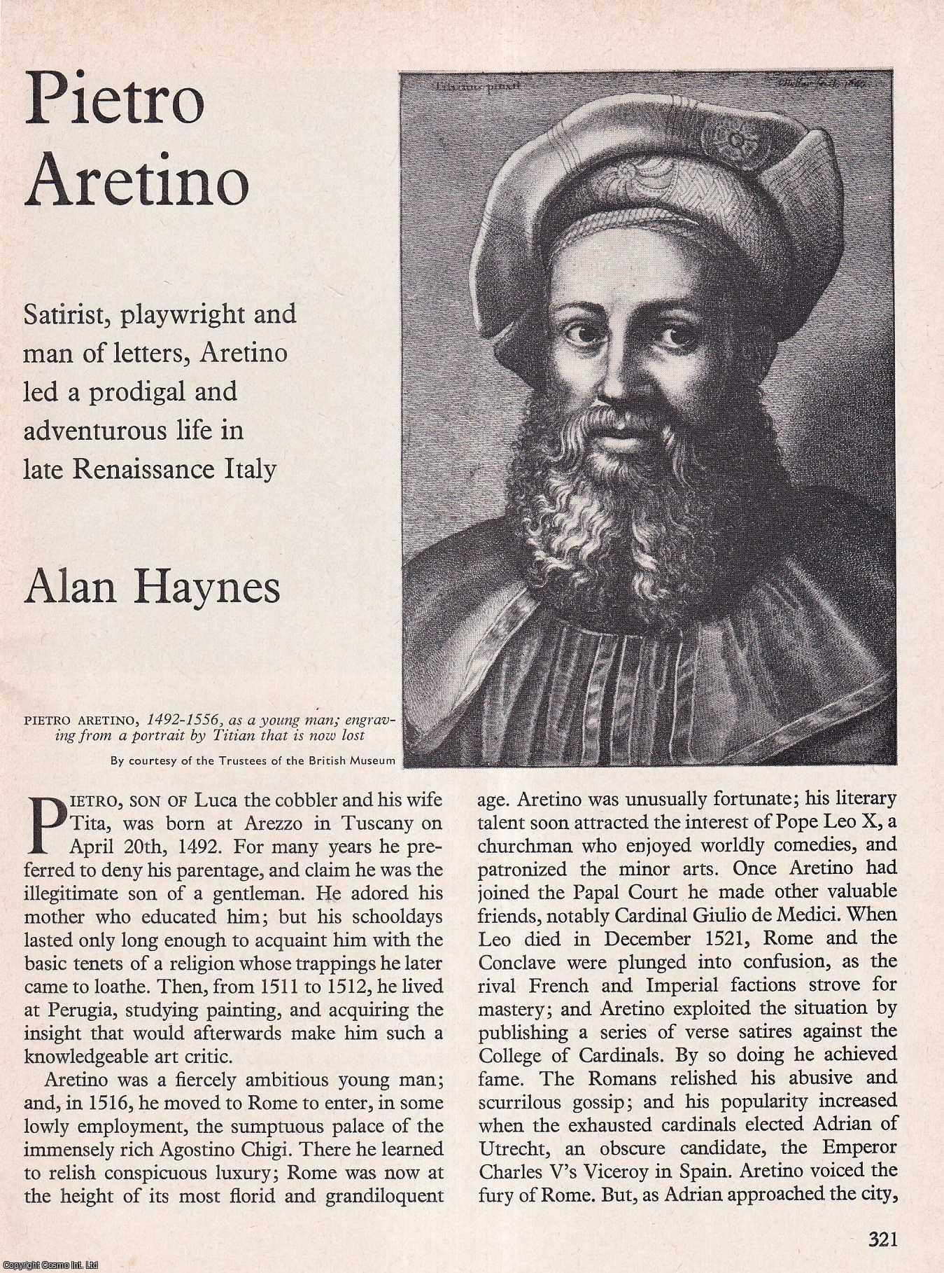 HAYNES, ALAN - Pietro Aretino. An original article from History Today magazine, 1972.