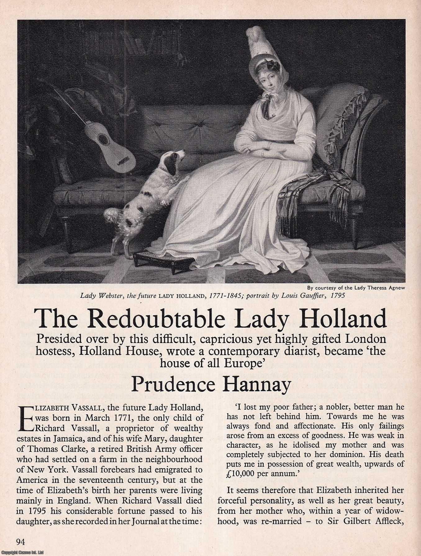 HANNAY, PRUDENCE - The Redoubtable Lady Holland. An original article from History Today magazine, 1973.
