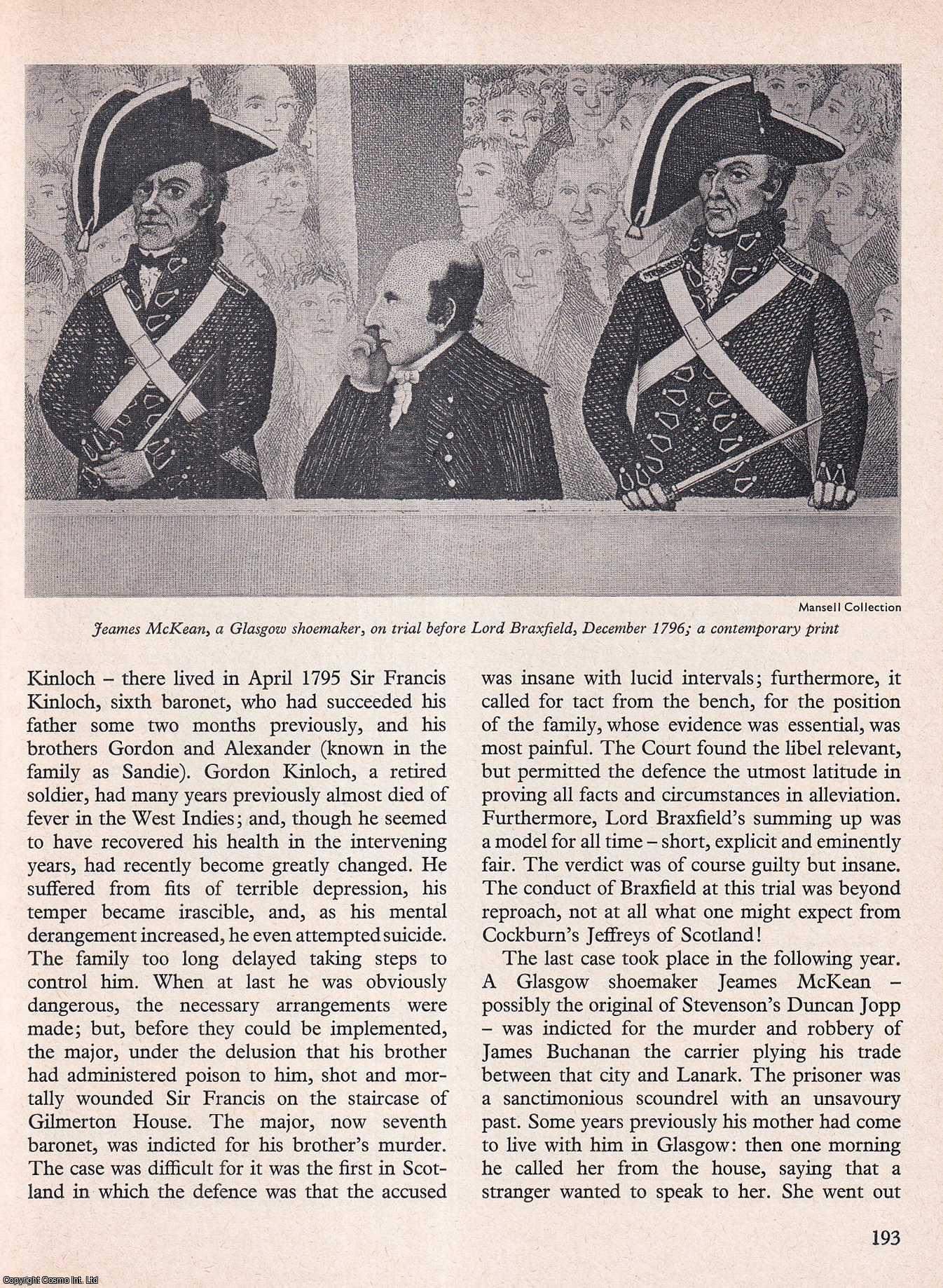 LEVER, TRESHAM - Lord Braxfield: The Jeffreys of Scotland. An original article from History Today magazine, 1973.