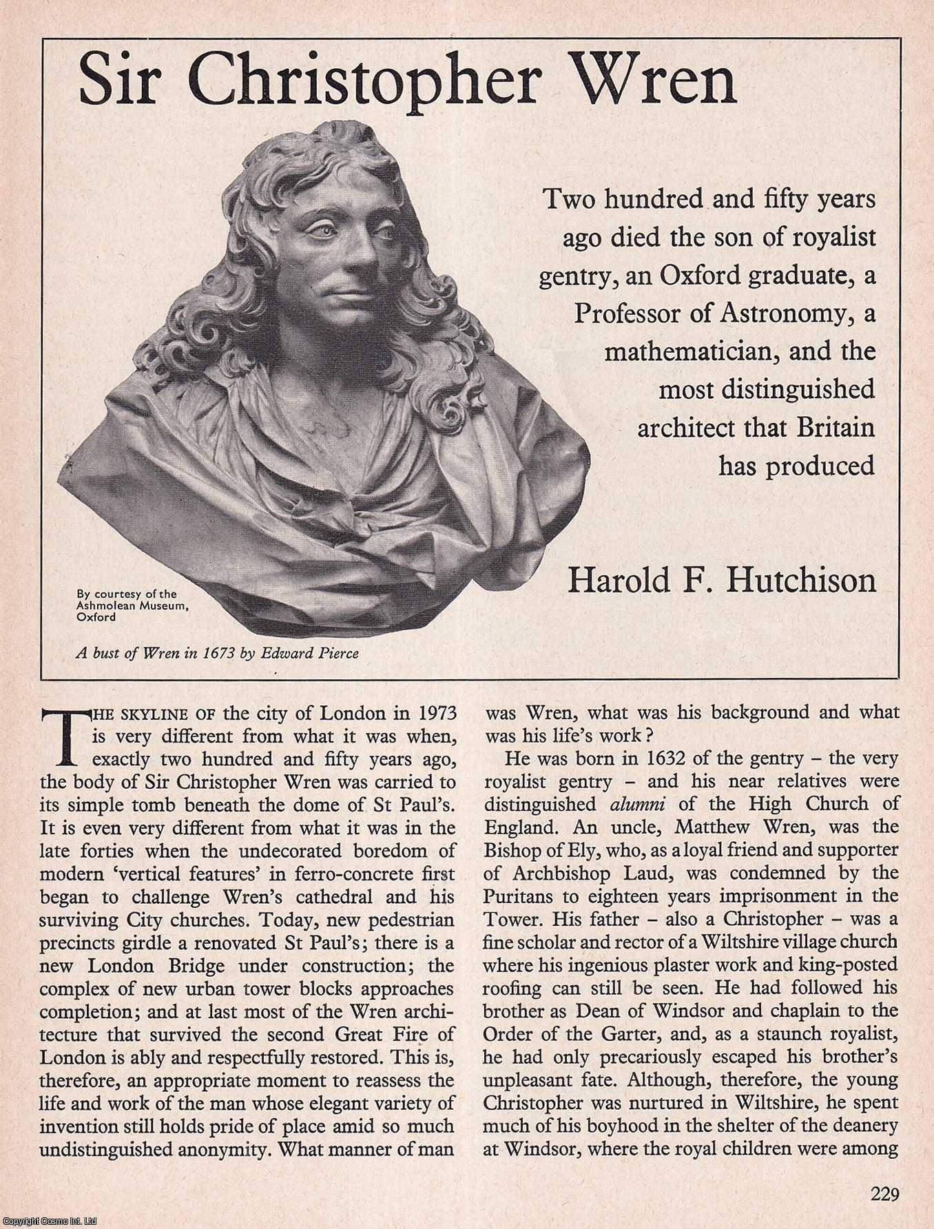 Harold F. Hutchison - Sir Christopher Wren. An original article from History Today magazine, 1973.