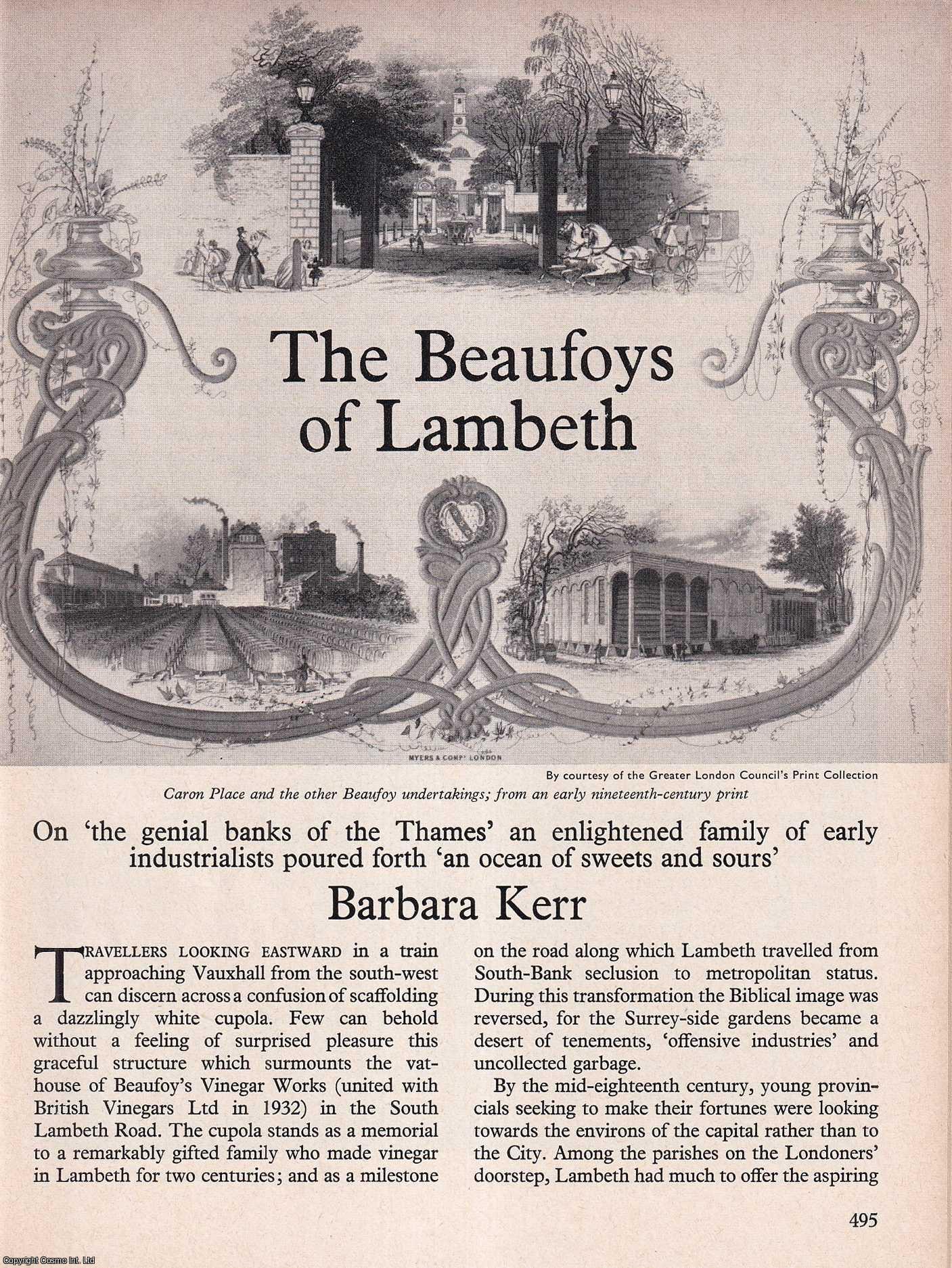 KERR, BARBARA - The Beaufoys of Lambeth. An original article from History Today magazine, 1973.
