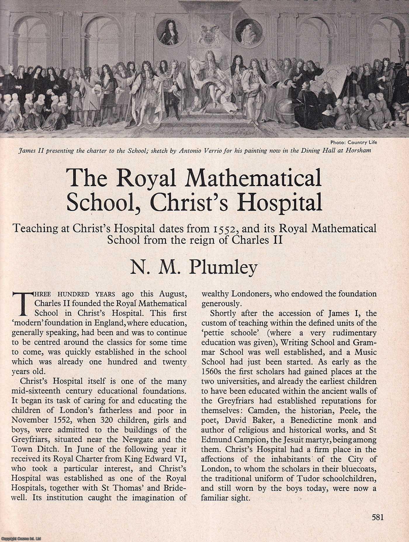 N.M. Plumley - The Royal Mathematical School, Christ's Hospital. An original article from History Today magazine, 1973.