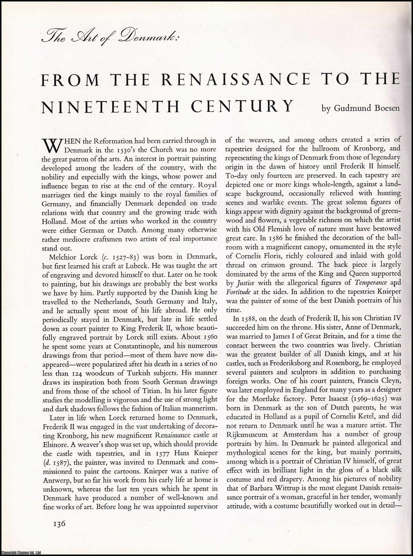 BOESEN, GUDMUND - From The Renaissance to The Nineteenth Century. An original article from the The Studio magazine, 1949.