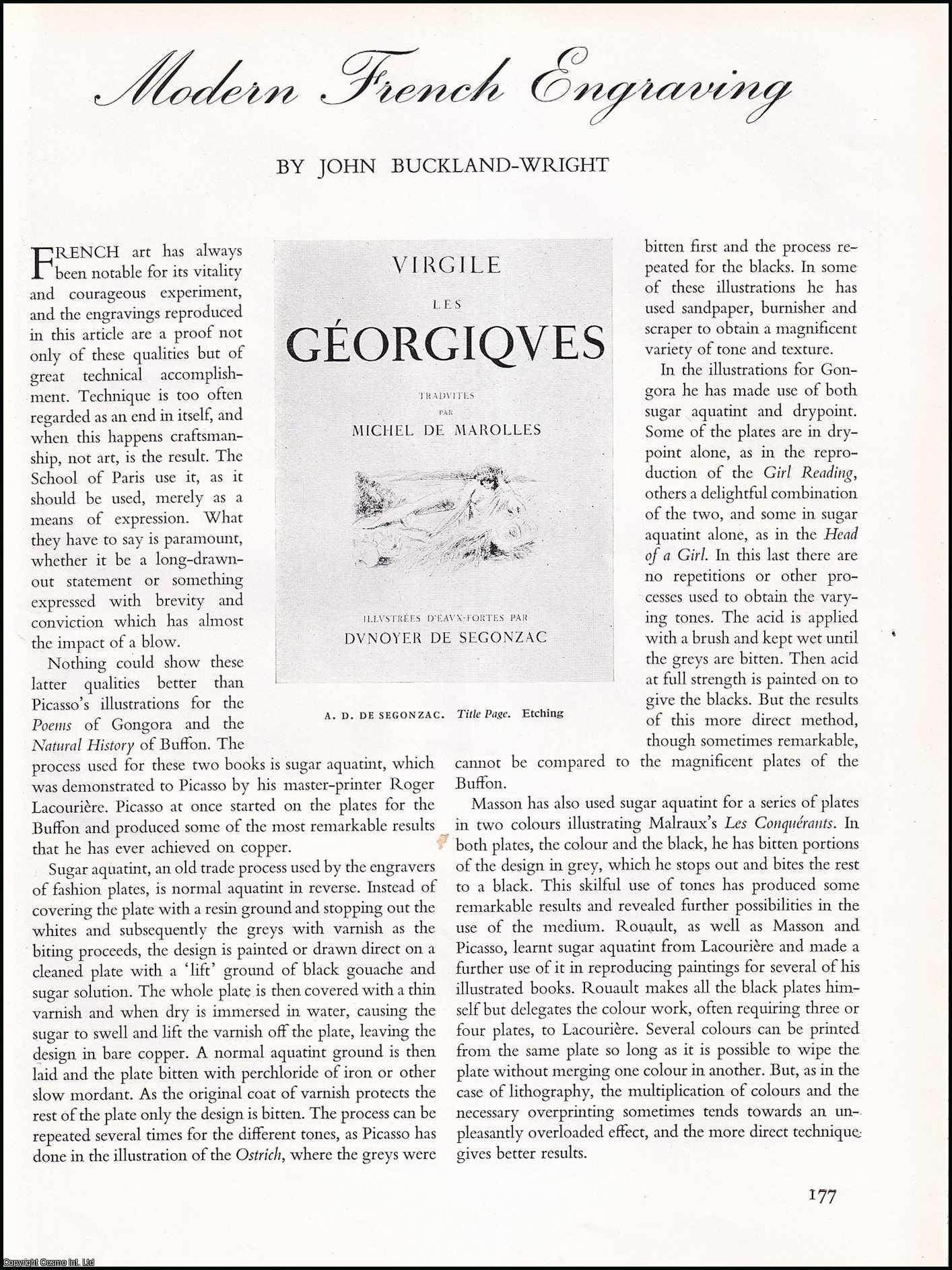 BUCKLAND-WRIGHT, JOHN - Modern French Engraving. An original article from the The Studio magazine, 1949.