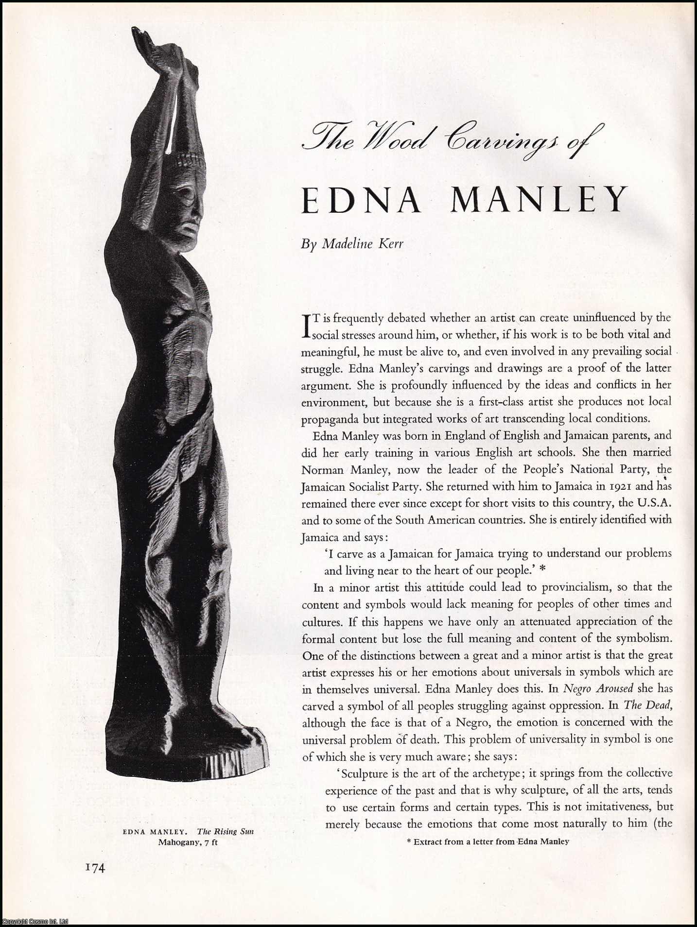 KERR, MADELINE - Edna Manley: The Wood Carvings of. An original article from the The Studio magazine, 1950.