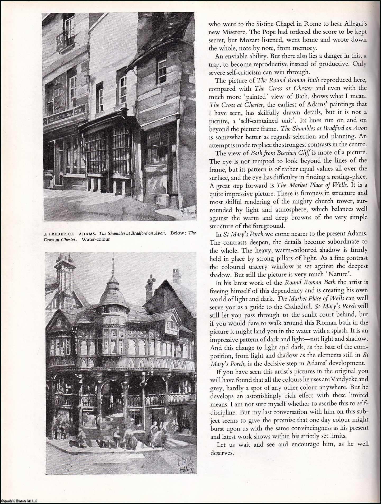 BLENSDORF, PROFESSOR E.M. - J. Frederick Adams: Topographical Artist. An original article from the The Studio magazine, 1950.