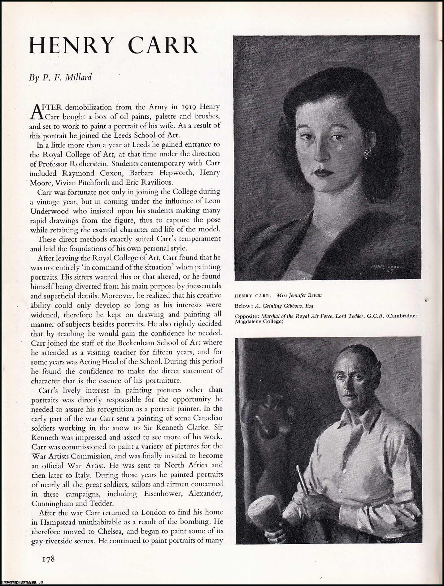 MILLARD, P.F. - Henry Carr: Portrait Painter. An original article from the The Studio magazine, 1951.
