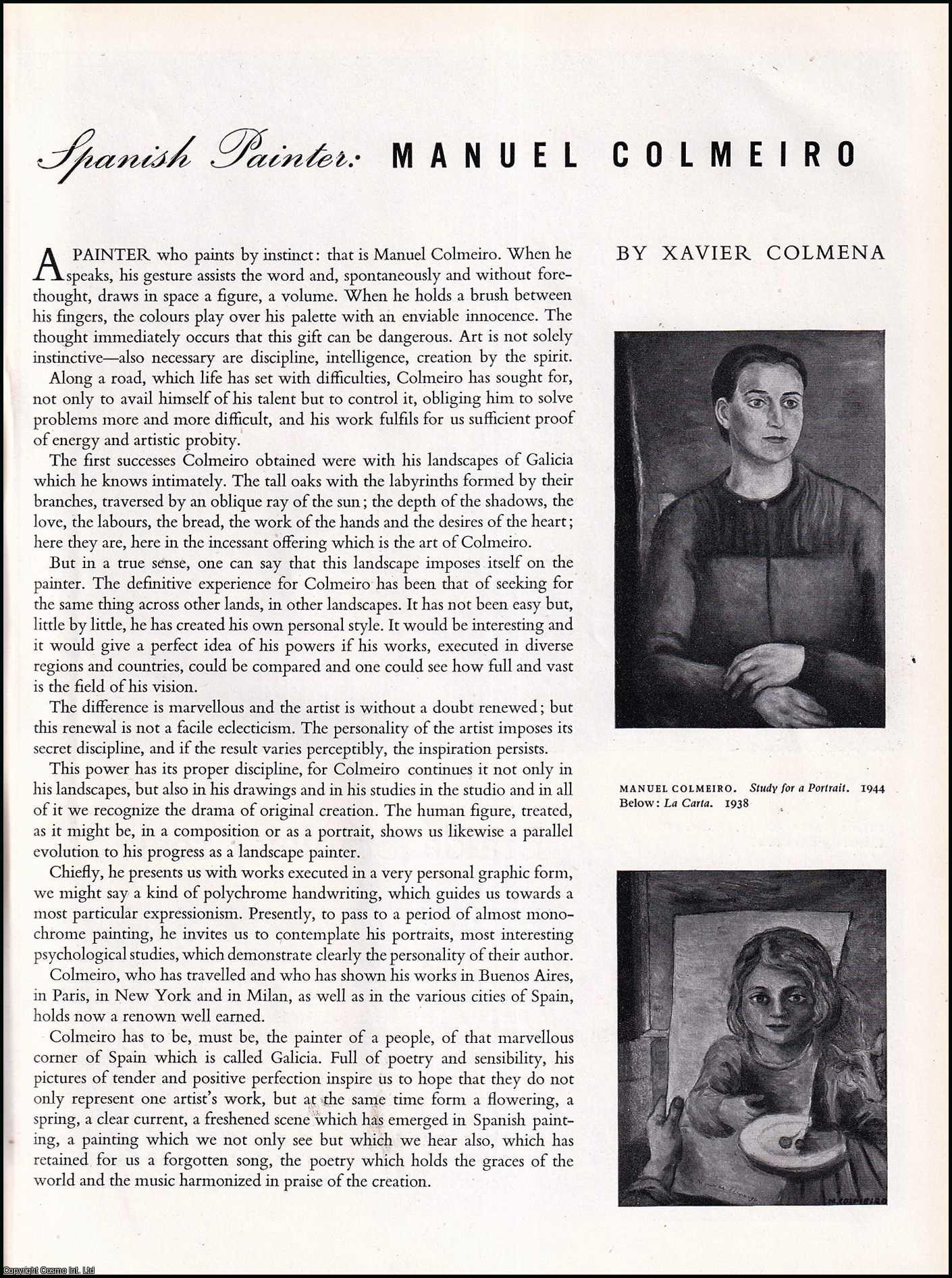 COLMENA, XAVIER - Manuel Colmeiro: Spanish Painter. An original article from the The Studio magazine, 1951.