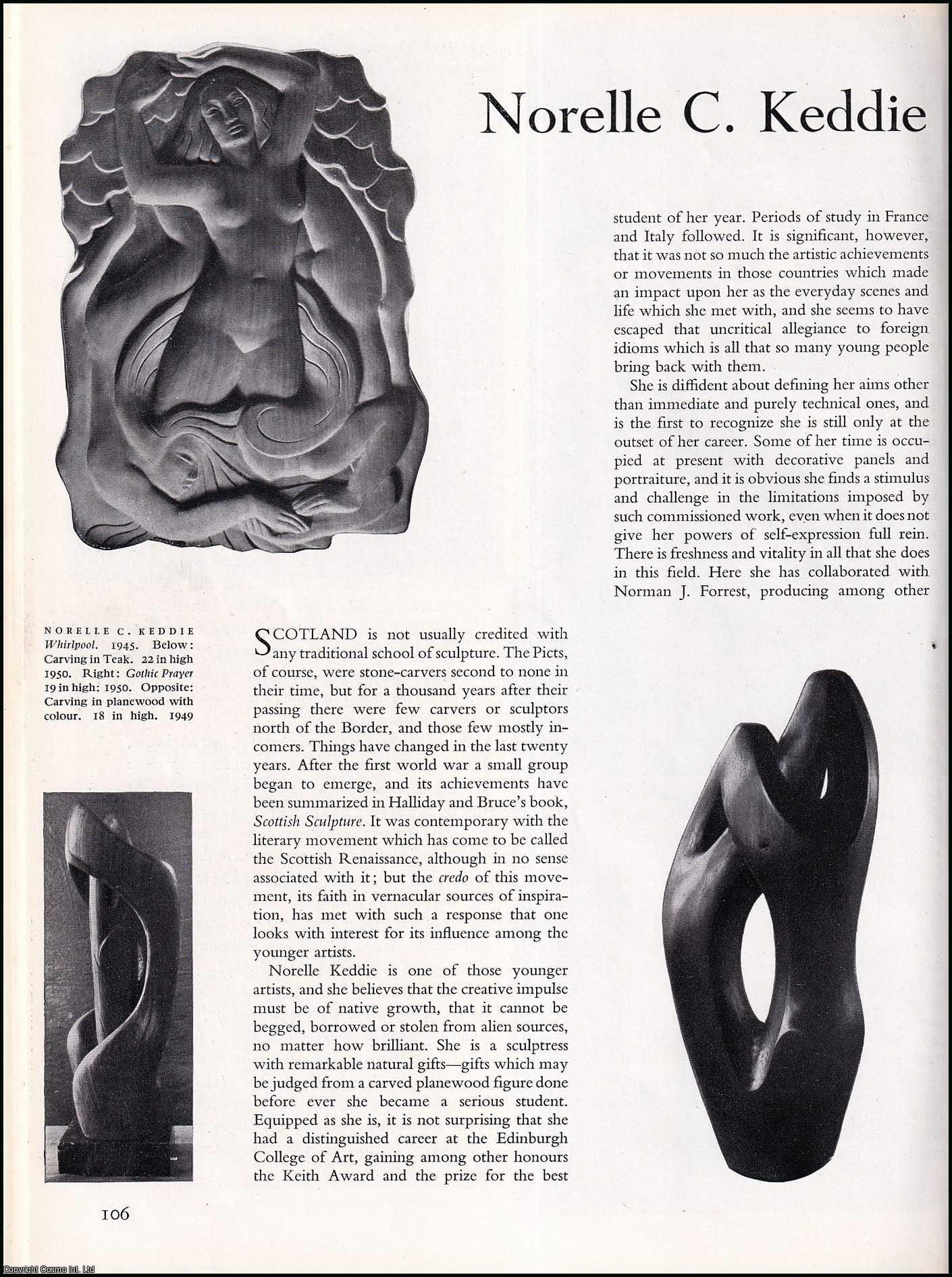 FINLAY, IAN - Norelle C. Keddie: Stone Carver. An original article from the The Studio magazine, 1951.