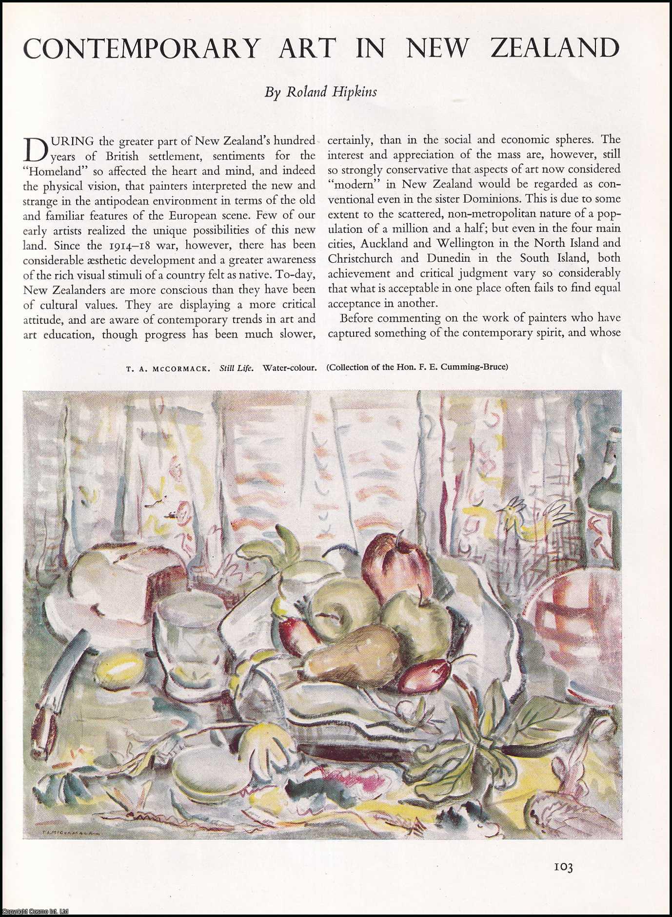 HIPKINS, ROLAND - Contemporary Art in New Zealand. An original article from the The Studio magazine, 1948.