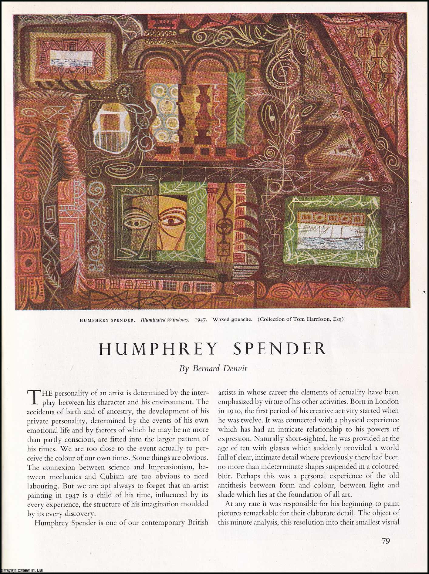 DENVIR, BERNARD - Humphrey Spender: British Photographer, Painter, and Designer. An original article from the The Studio magazine, 1948.