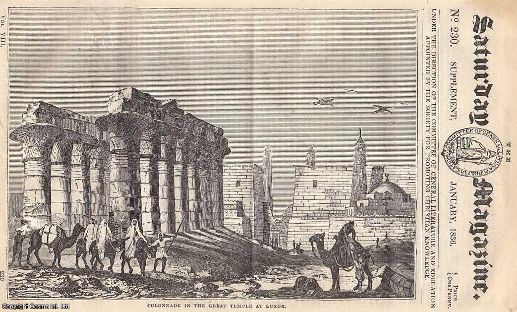 Saturday Magazine - Egyptian Thebes (Early History of Egypt), Colonnade in The Great Temple at Luxor. Issue No. 230. January, 1836. A complete original weekly issue of the Saturday Magazine, 1836.