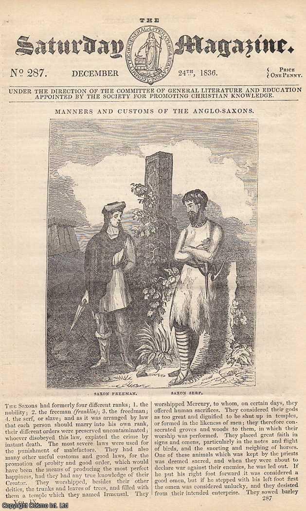 Saturday Magazine - The Leathern Bottles of the Ancients ; The Anglo-Saxons ; Progress of the Human Mind ; Rustic Philosophy ; Evidence in every thing, etc. Issue No. 287. December, 1836. A complete original weekly issue of the Saturday Magazine, 1836.