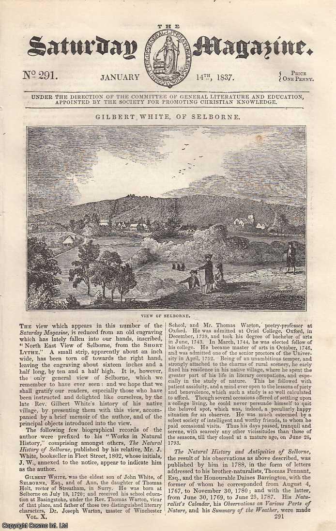 ---. - Gilbert White, of Selborne; Spiders.1; Ice Palace at Moscow; Crowns and Coronets, etc. Issue No. 291. January, 1837. A complete rare weekly issue of the Saturday Magazine, 1837.
