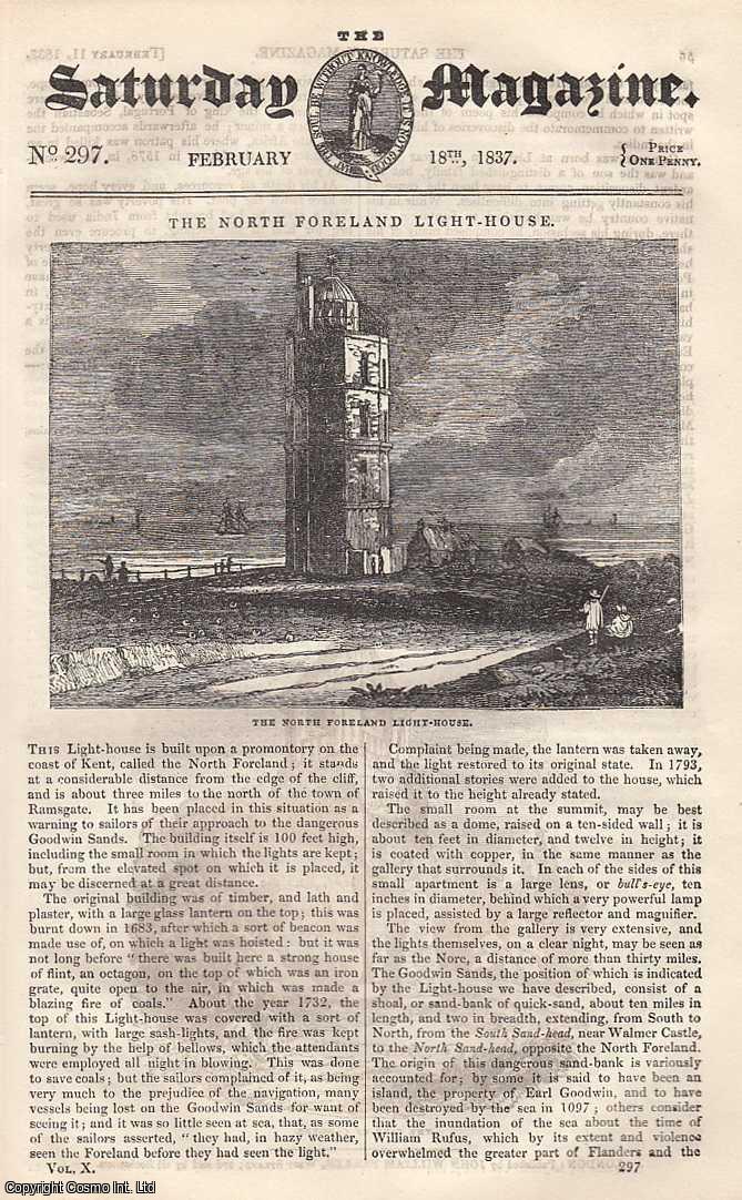 Saturday Magazine - The North Foreland Light-House; Account of some Funeral Barrows opened in Dorsetshire; Musical Instruments: Stringed Instruments, Harps & Lyres, part 3; A Portuguese Heath and Valley, etc. Issue No. 297. February, 1837. A complete rare weekly issue of the Saturday Magazine, 1837.