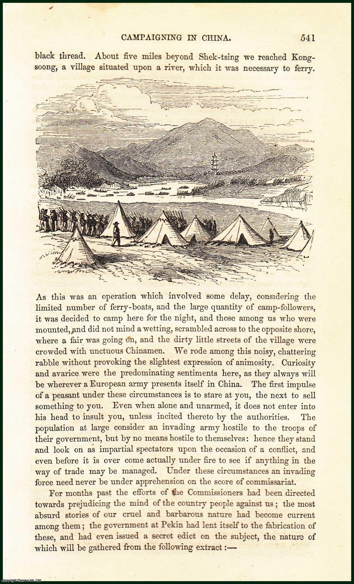 OLIPHANT, LAURENCE - Campaigning in China. An original article from the Cornhill Magazine 1860.