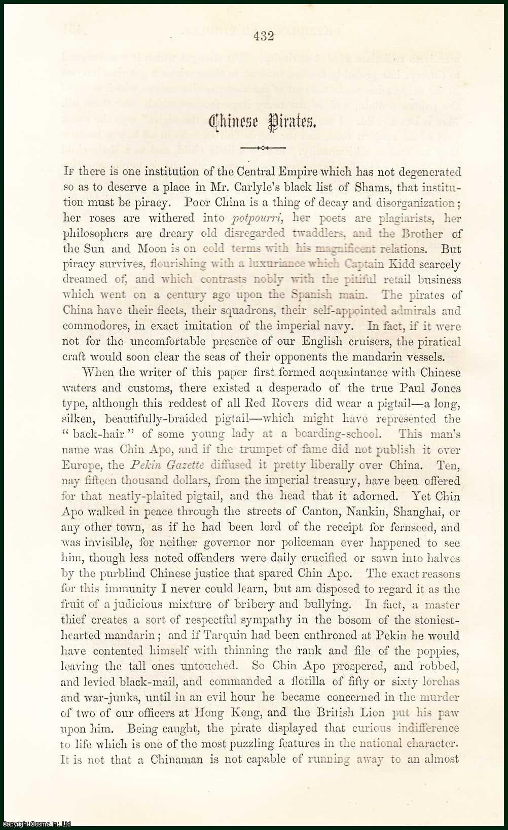 TOWNSEND, EDWARD - Chinese Pirates. An original article from the Cornhill Magazine 1860.