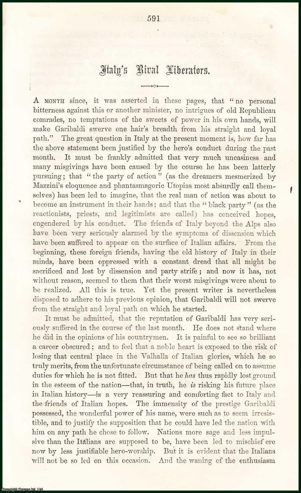 TROLLOPE, T. A. - Italy's Rival Liberators. A rare article from the Cornhill Magazine, 1860.