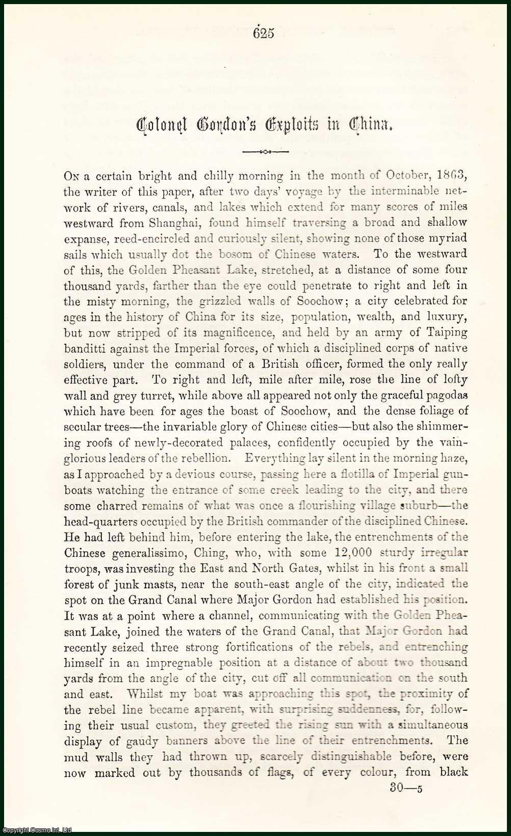 W.F. Mayers - Major Colonel Gordon's Exploits in China. An uncommon original article from the Cornhill Magazine, 1864.