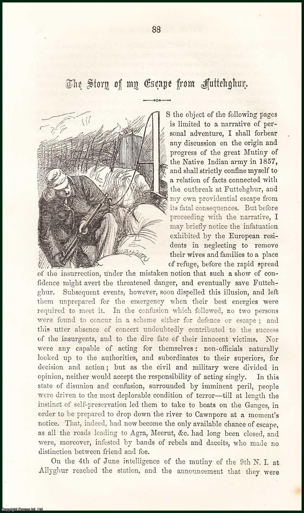 Gavin S. Jones - The Story of my Escape From Futtehghur. An uncommon original article from the Cornhill Magazine, 1865.