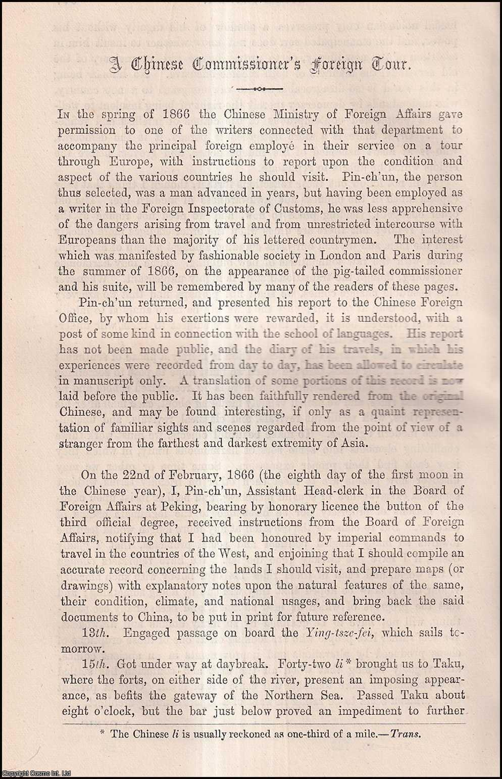 W.F. Mayers - A Chinese Commissioner's Foreign Tour. An uncommon original article from the Cornhill Magazine, 1870.