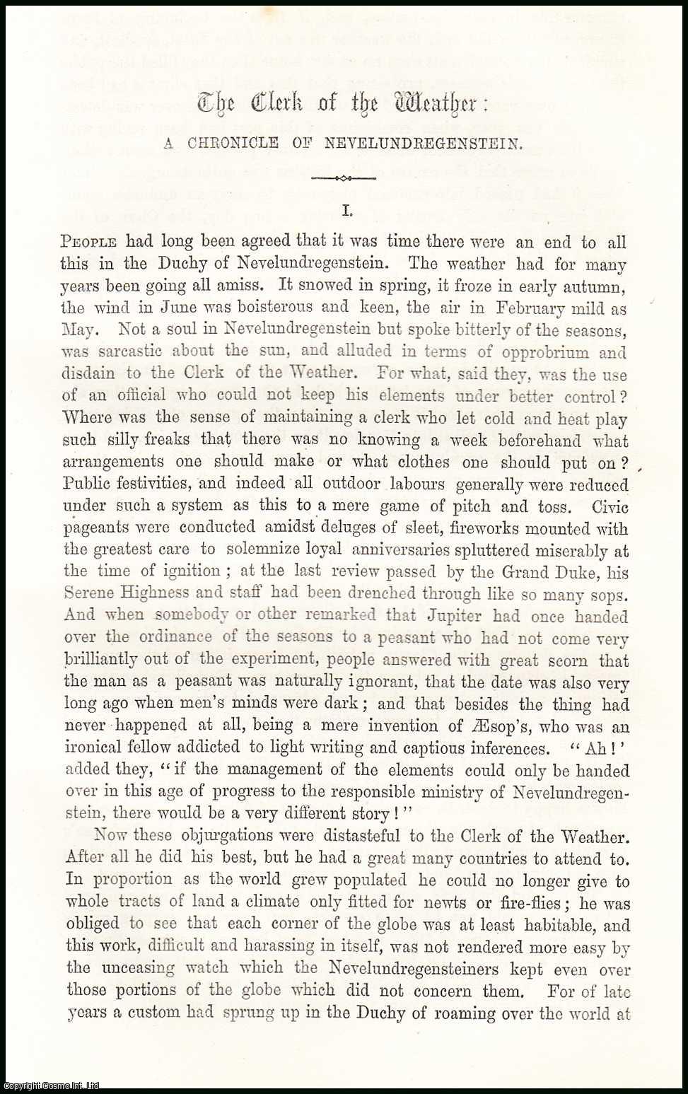Grenville Murray - The Clerk of The Weather : A Chronicle of Nevelundregenstein. An uncommon original article from the Cornhill Magazine, 1872.