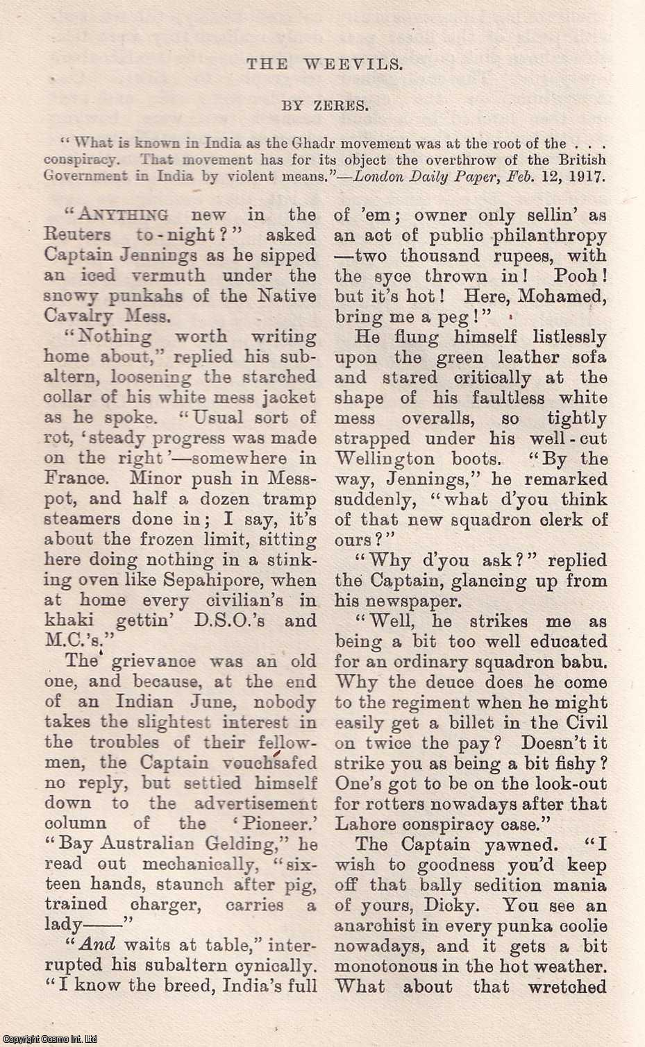 LOWRY-CORRY (ZERES), WALTER - The Weevils. A rare original article from the Blackwood's Edinburgh Magazine, 1918.