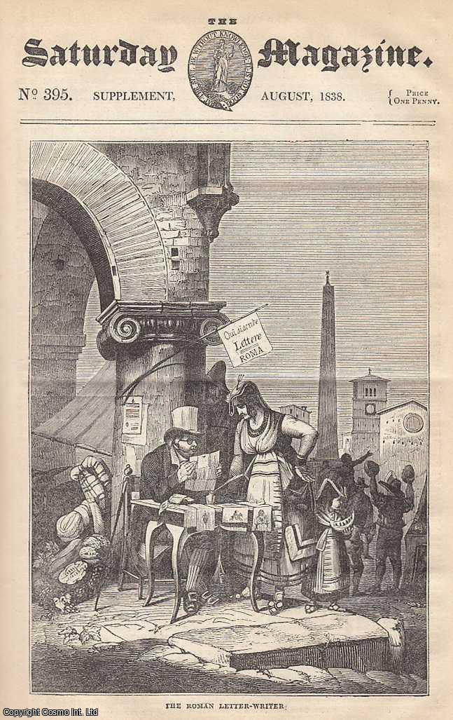 ---. - Some Account of The City of Rome, part 9: Palaces, The Vatican, Fountains, Streets of Modern Rome, etc. Issue No. 395. August, 1838. A complete rare weekly issue of the Saturday Magazine, 1838.
