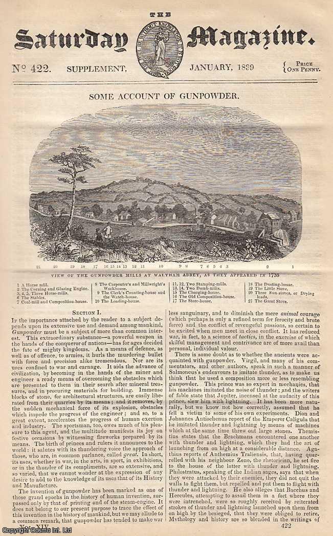 Saturday Magazine - Gunpowder. Issue No. 422. January, 1839. A complete original weekly issue of the Saturday Magazine, 1839.